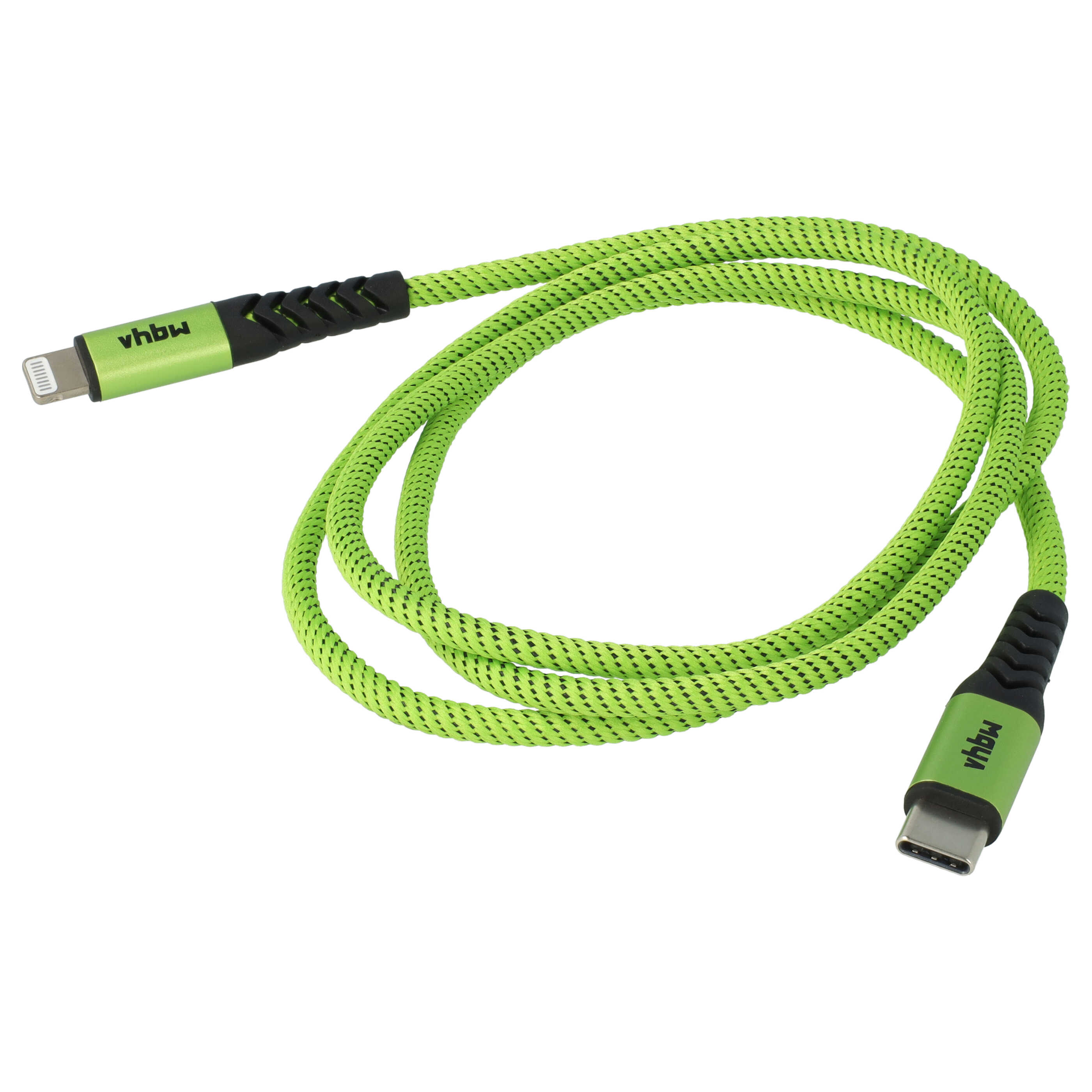 2x Lightning Kabel auf USB C, Thunderbolt 3 passend für Apple MacBook Apple iOS Geräte - Grün Schwarz, 100cm