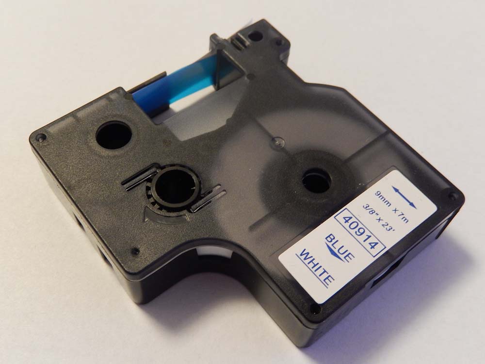 Cassette à ruban remplace Dymo 40914, D1 - 9mm lettrage Bleu ruban Blanc