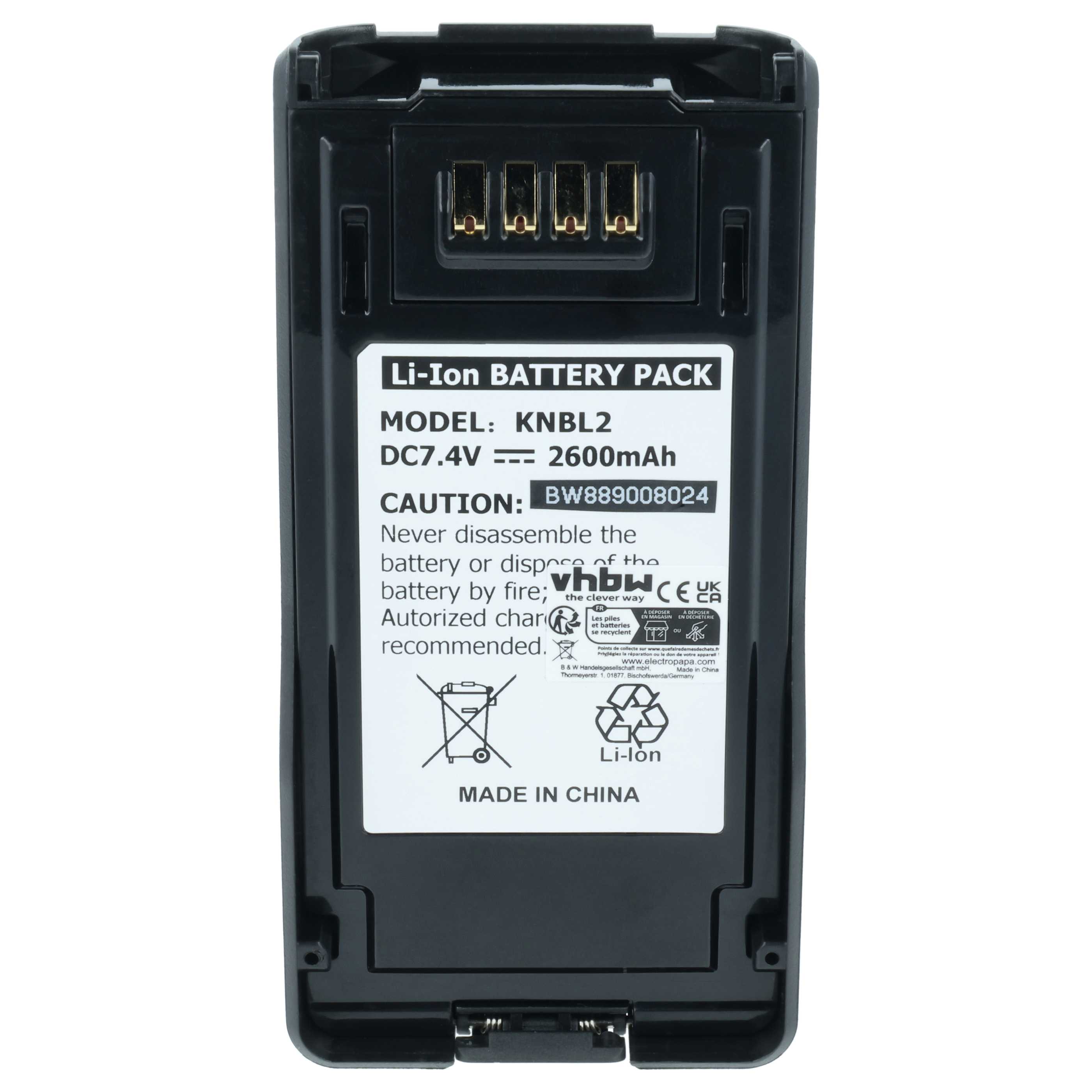 Radio 5x Battery replaces Kenwood KNB-L2M, KNB-L2, KNB-L1, KNB-LS5, KNB-L3M, KNB-L3 - 2600 mAh 7.4 V Li-Ion