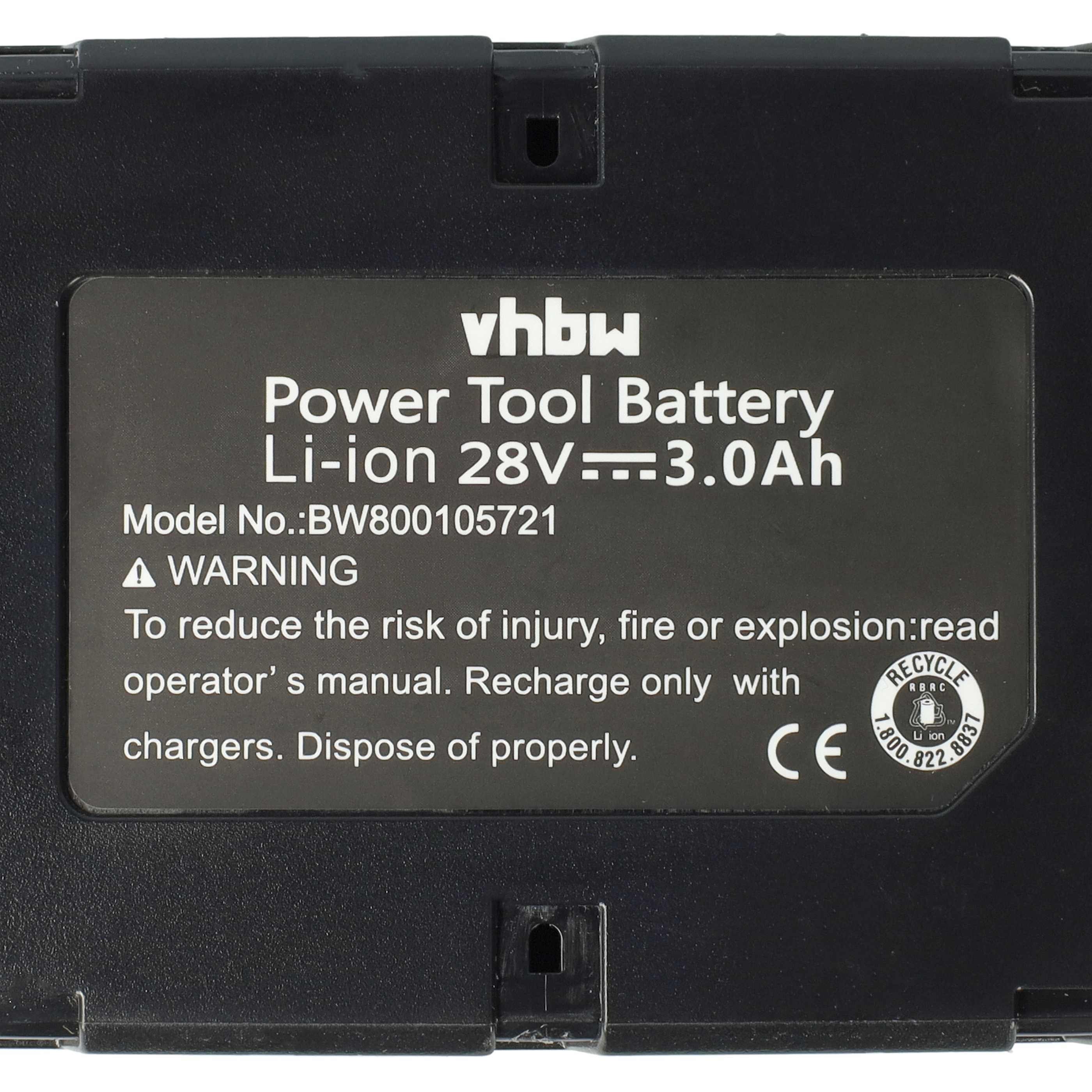 3x Battery replaces AEG Milwaukee 48-11-1830, 48-11-2830 Electric Power Tool - 3000 mAh, 28 V, Li-Ion