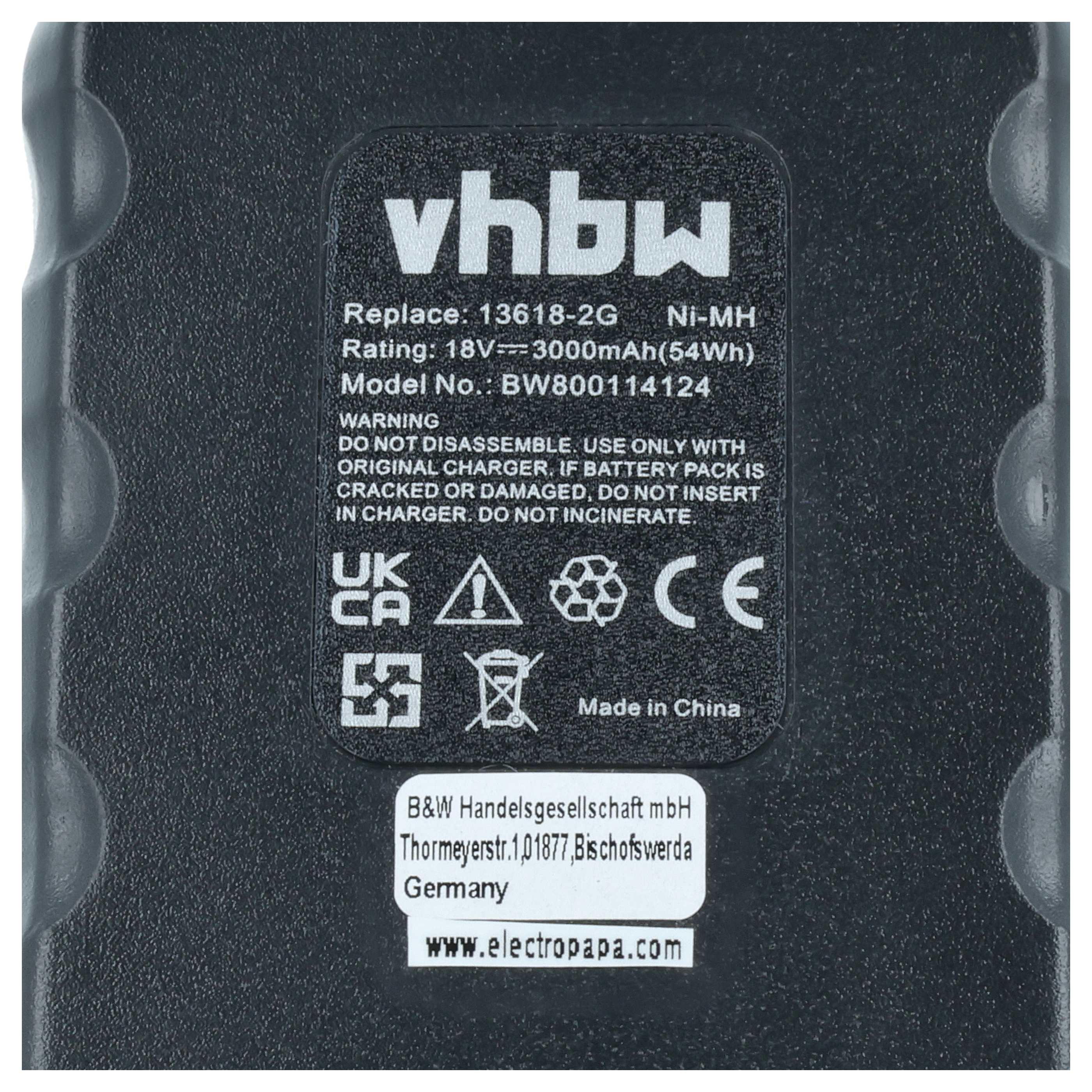 Battery replaces Bosch 2 607 335 278, 2 607 335 266, 2 607 335 536 Electric Power Tool - 3000 mAh, 18 V, NiMH