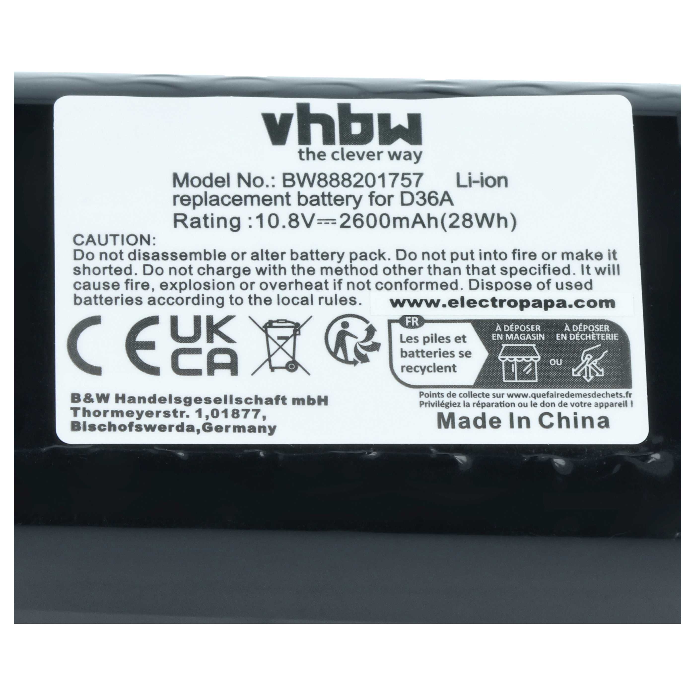 Batteria per aspirapolvere Ecovacs DA60 - 2600mAh 10,8V Li-Ion