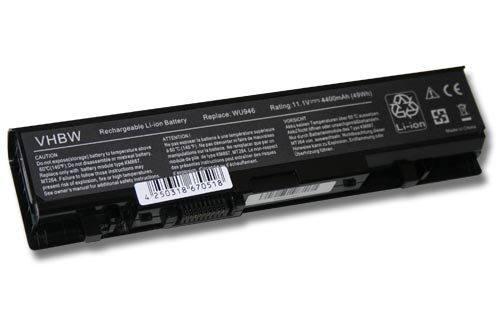 Notebook Battery Replacement for Dell 312-0701, 312-0702, KM898, A2990667, KM887 - 4400mAh 11.1V Li-Ion, black