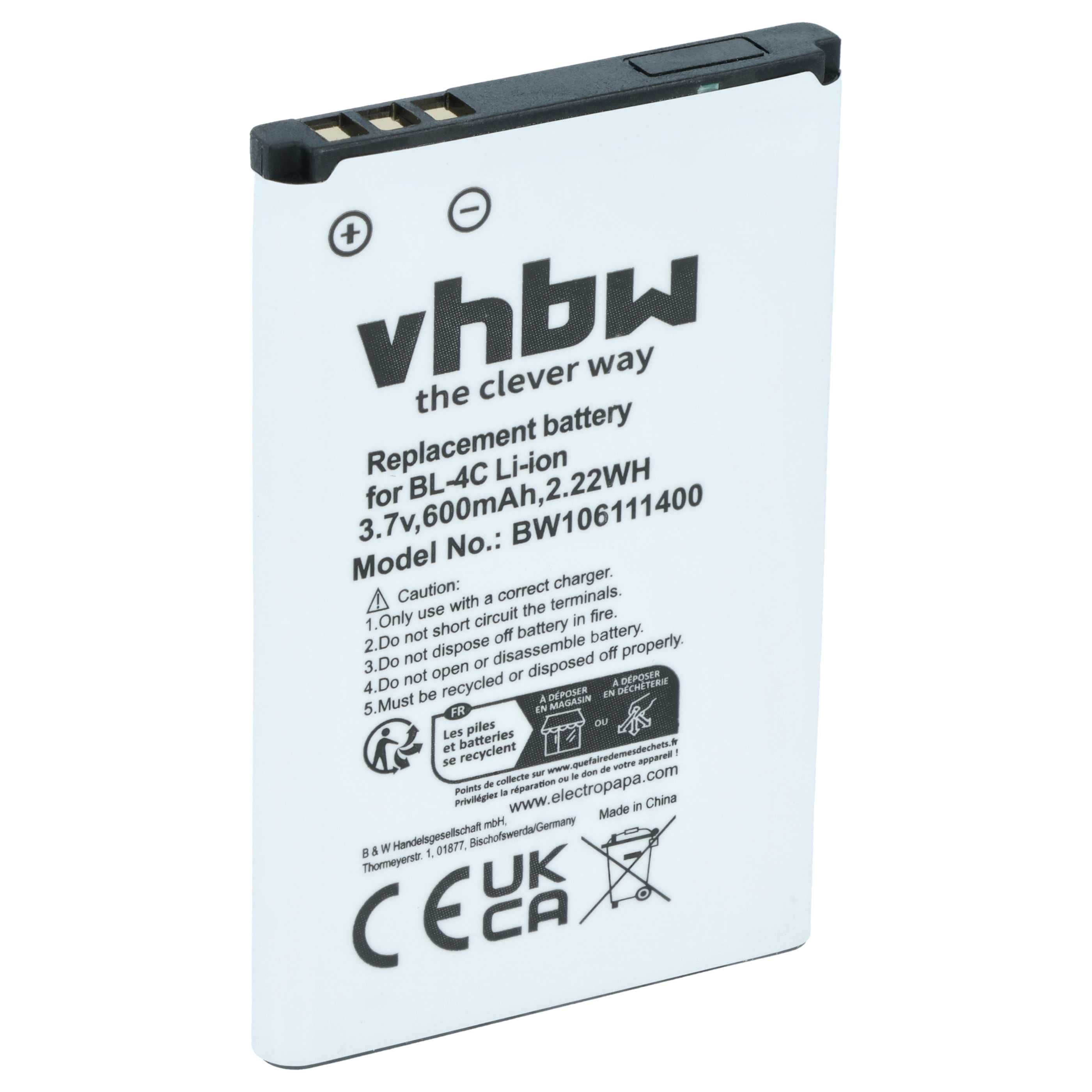 Batteria sostituisce Bea-fon C140/C240, EU001B, S400 EU001W per cellulare - 600mAh 3,7V Li-Ion 