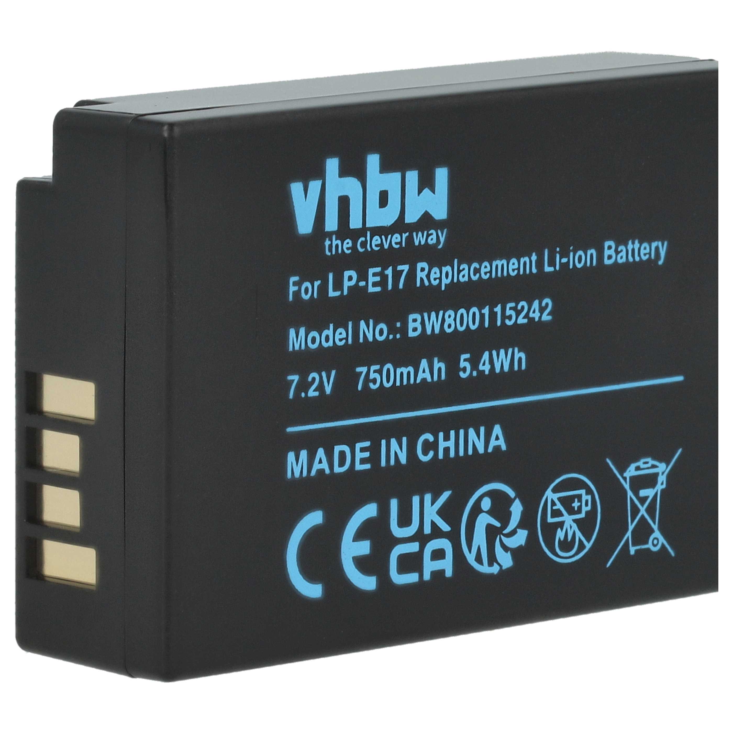 3x Battery replaces Canon LP-E17 - 750mAh, 7.2V, Li-Ion