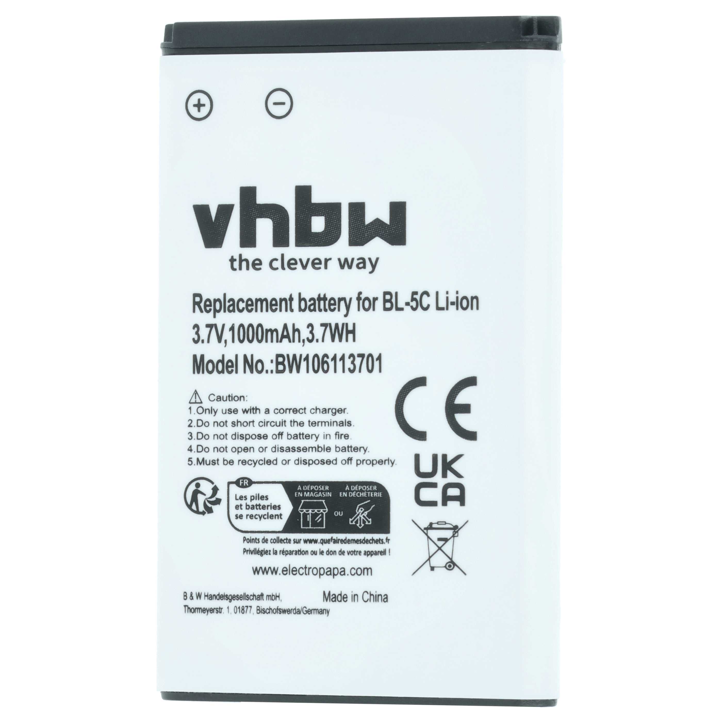 Batteria sostituisce Alcatel RTR001F01, 3BN67332AA, 10000058 per cellulare - 1000mAh 3,7V Li-Ion 