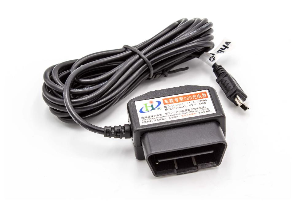 OBD2 mini-USB cable charger for dash cam GPS sat nav smartphone3.5m