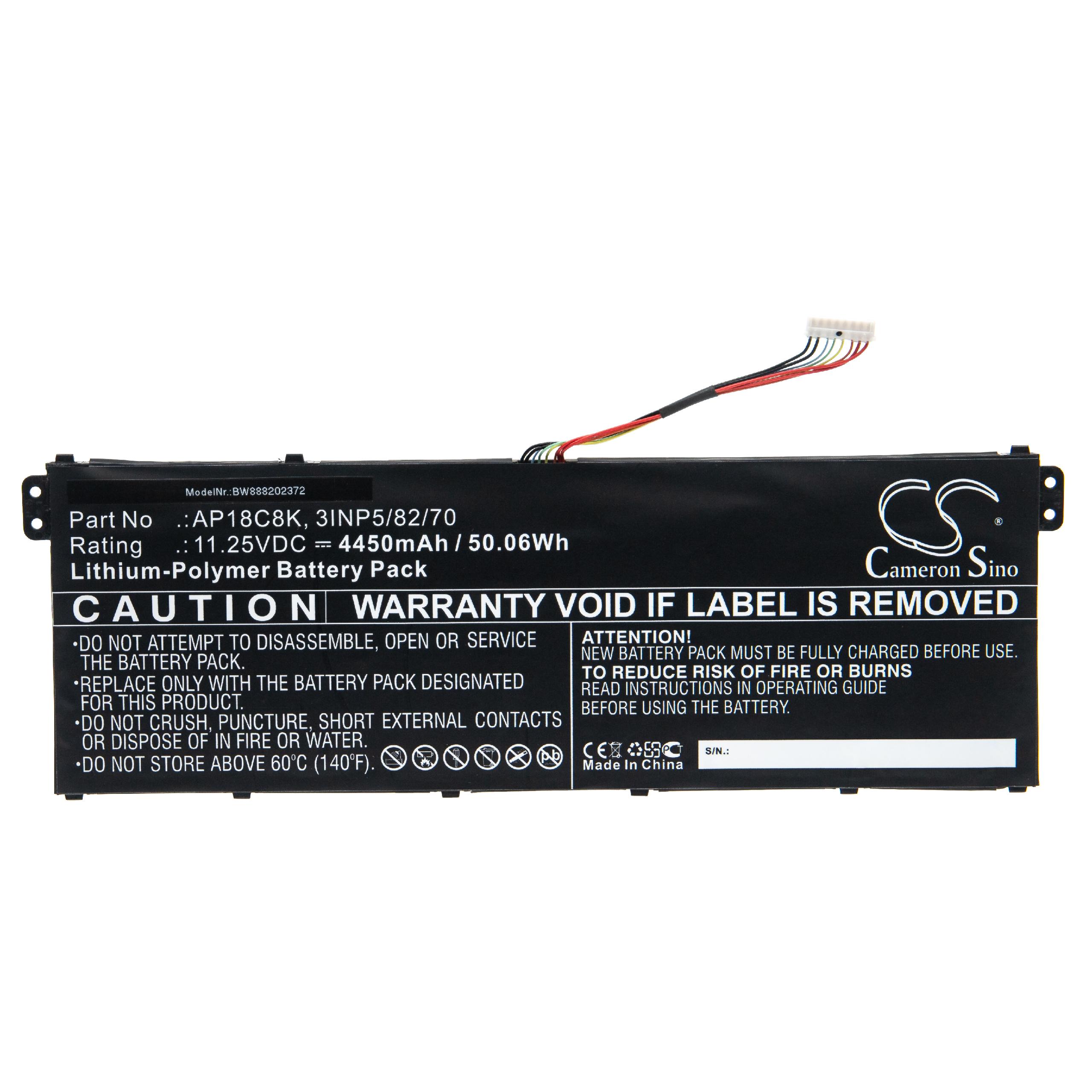 Notebook Battery Replacement for Acer AP18C8K, 3INP5/82/70 - 4450mAh 11.25V Li-polymer