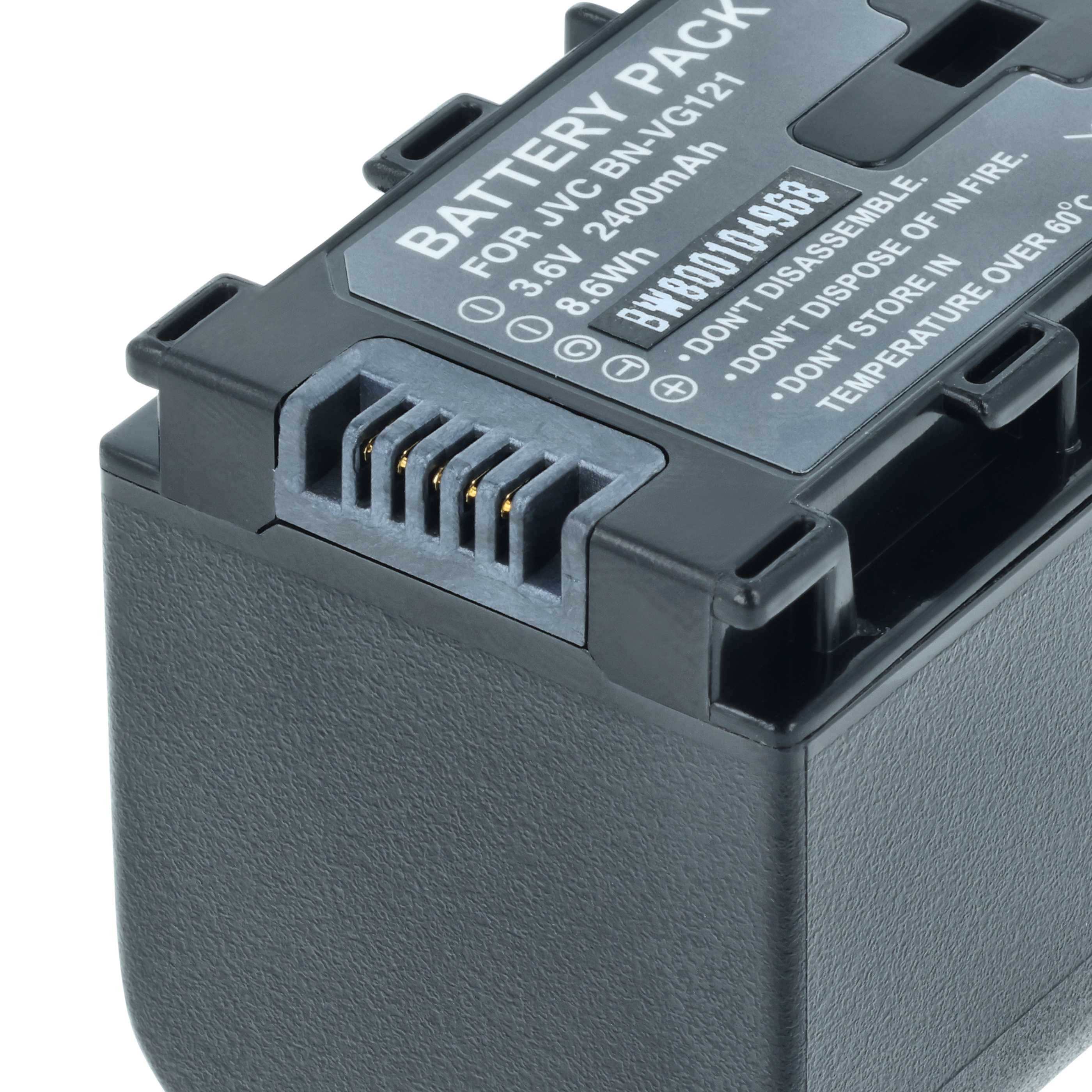 Videocamera 2x Battery replaces JVC BN-VG121, BN-VG121AC, BN-VG121E, BN-VG121SU - 2400 mAh 3.6 V Li-Ion