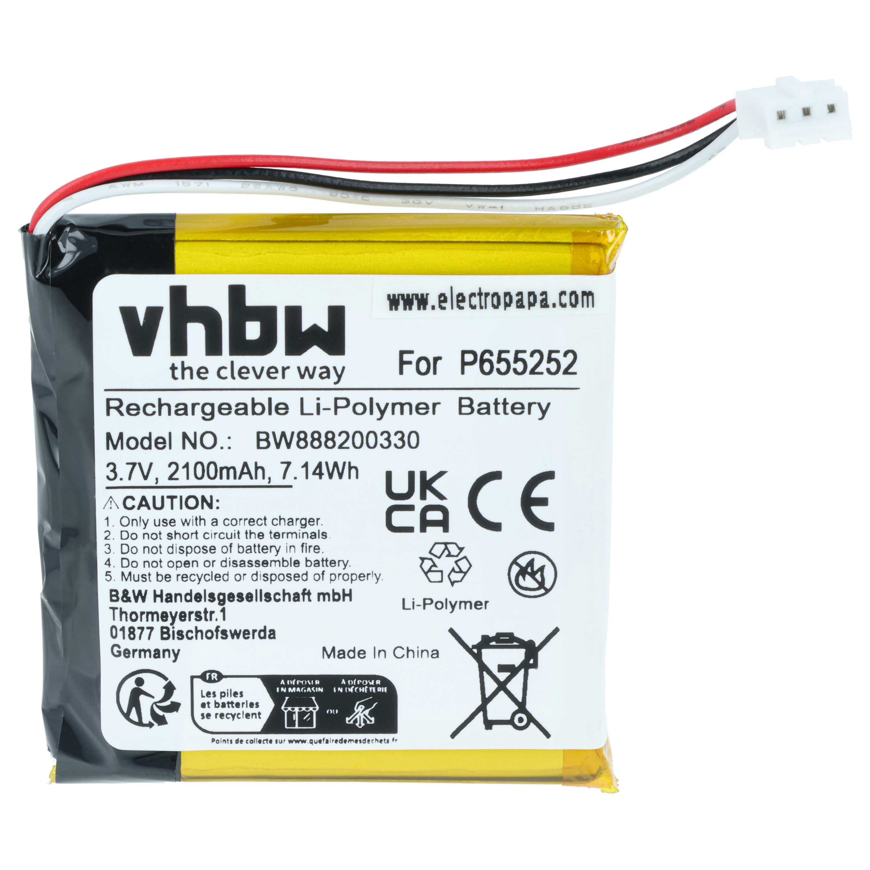 Akumulator do głośnika zamiennik Harman Kardon P655252 - LiPo 2100mAh