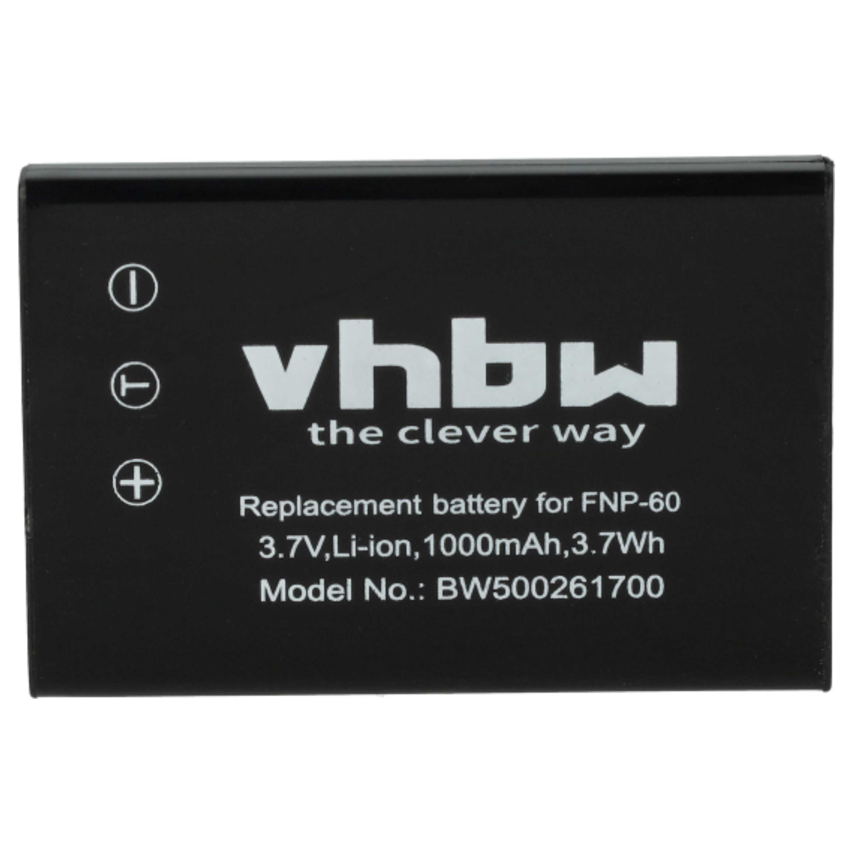 3x Battery replaces Aiptek ZPT-NP60 - 1000mAh, 3.6V, Li-Ion