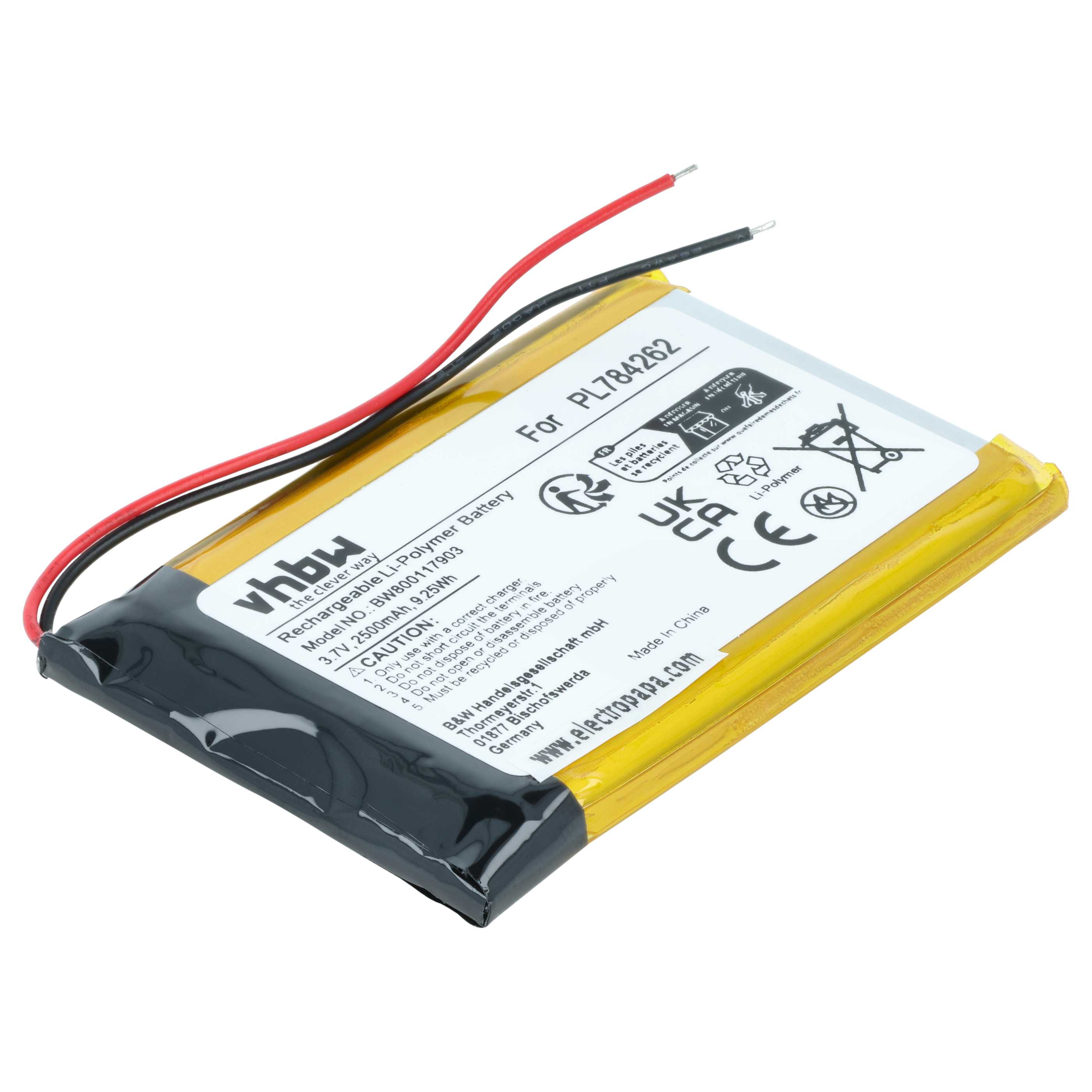 Akumulator do nawigacji GPS zamiennik Teasi PL784262 - 2500 mAh 3,7 V LiPo