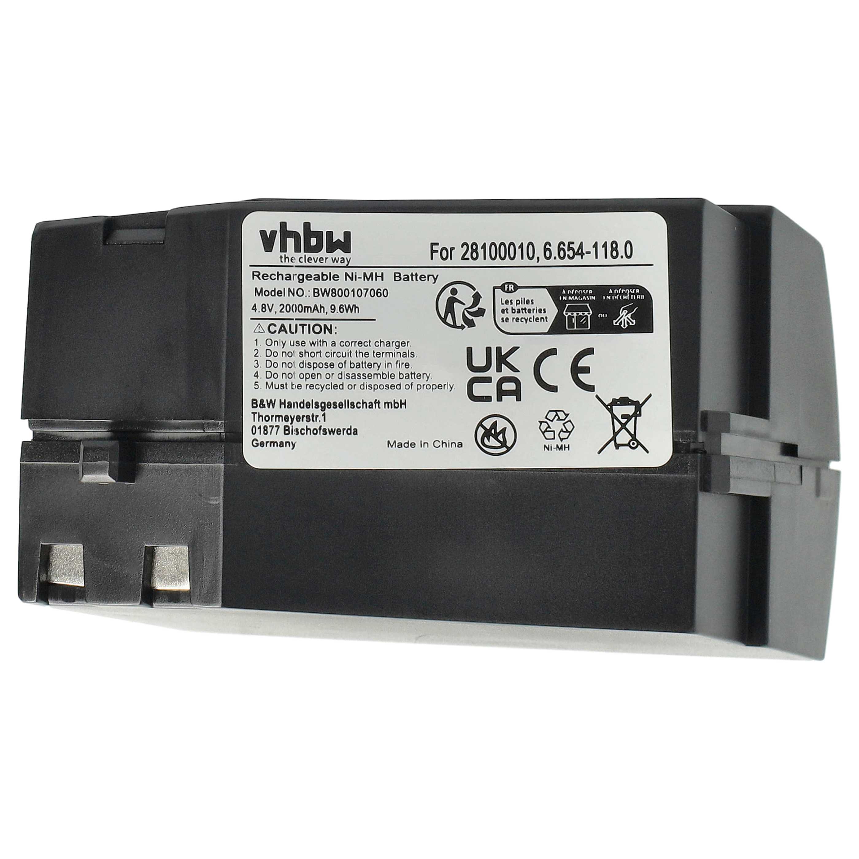 Battery + Charger replaces Kärcher 4.070-696.0, 4.070-763.0, 28100010, 6.654-118.0 for Kärcher Vacuum Cleaner