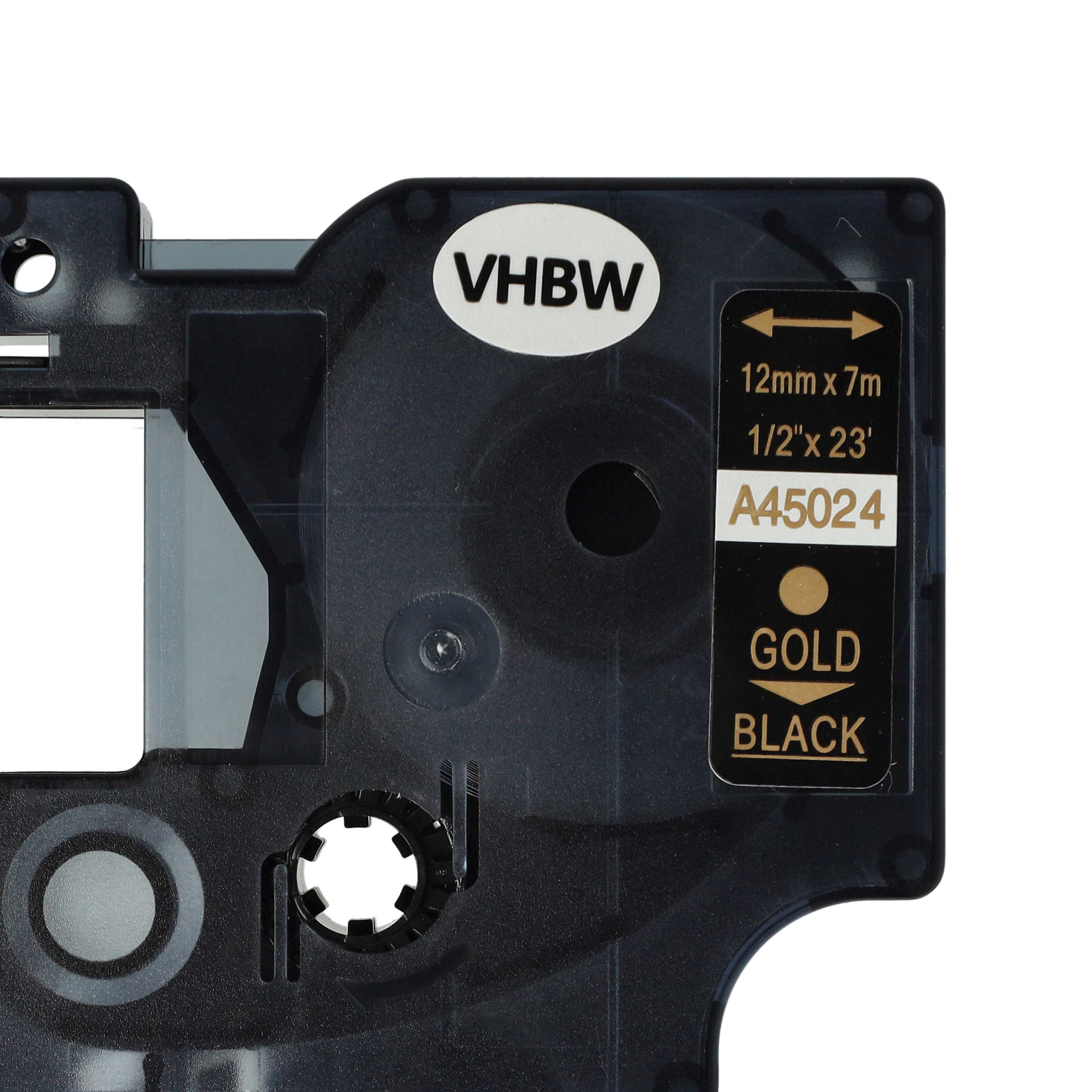 Label Tape replaces Dymo D1, 45024 - 12 mm Gold to Black