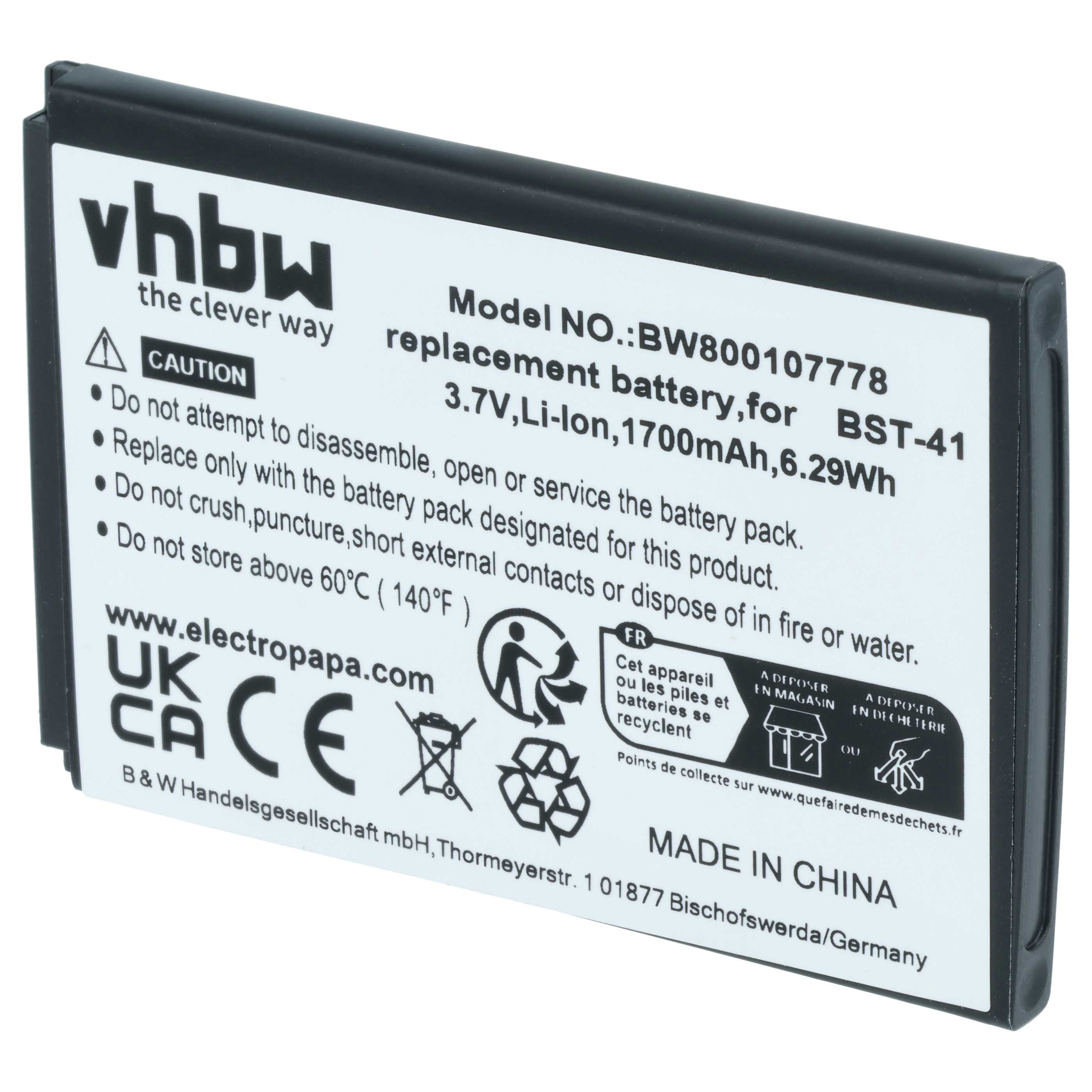 Akumulator do telefonu smartfona zamiennik Sony BST-41 - 1700 mAh 3,7 V Li-Ion