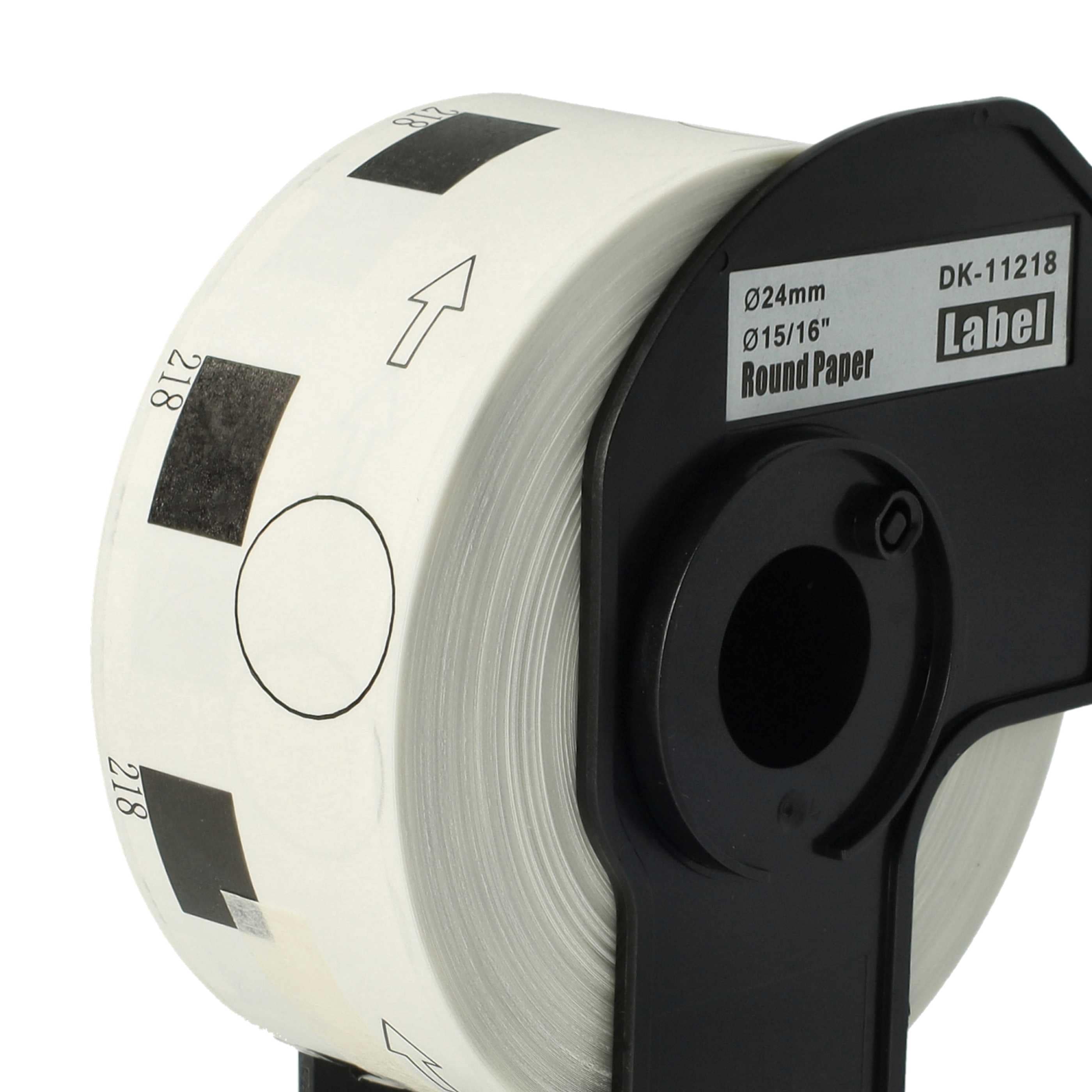 2x Label Roll replaces Brother DK-11218 Labeller - Premium 24 mm + Holder