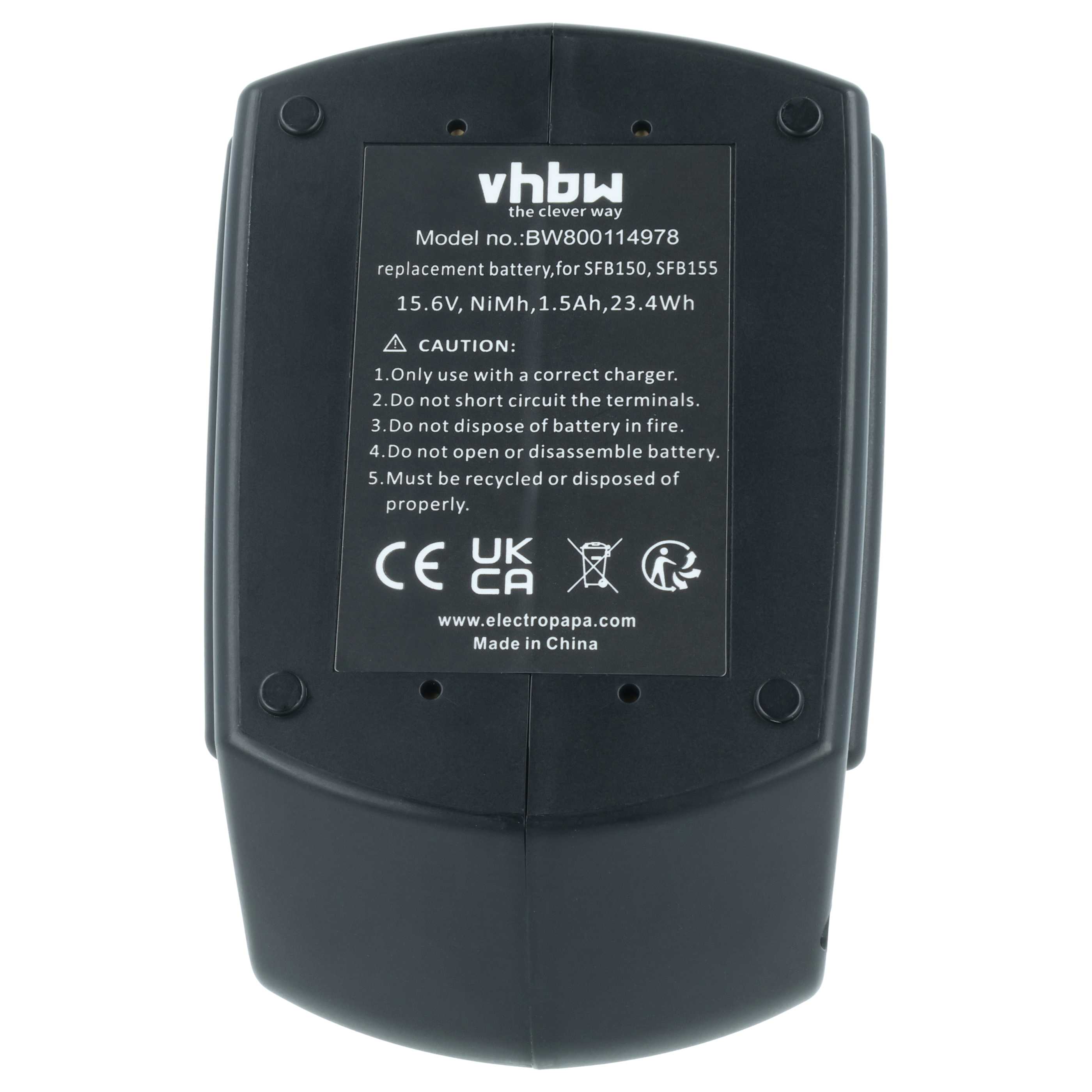 Battery replaces Hilti SFB155, SFB150A, SFB150, SFB151 Electric Power Tool - 1500 mAh, 15.6 V, NiMH