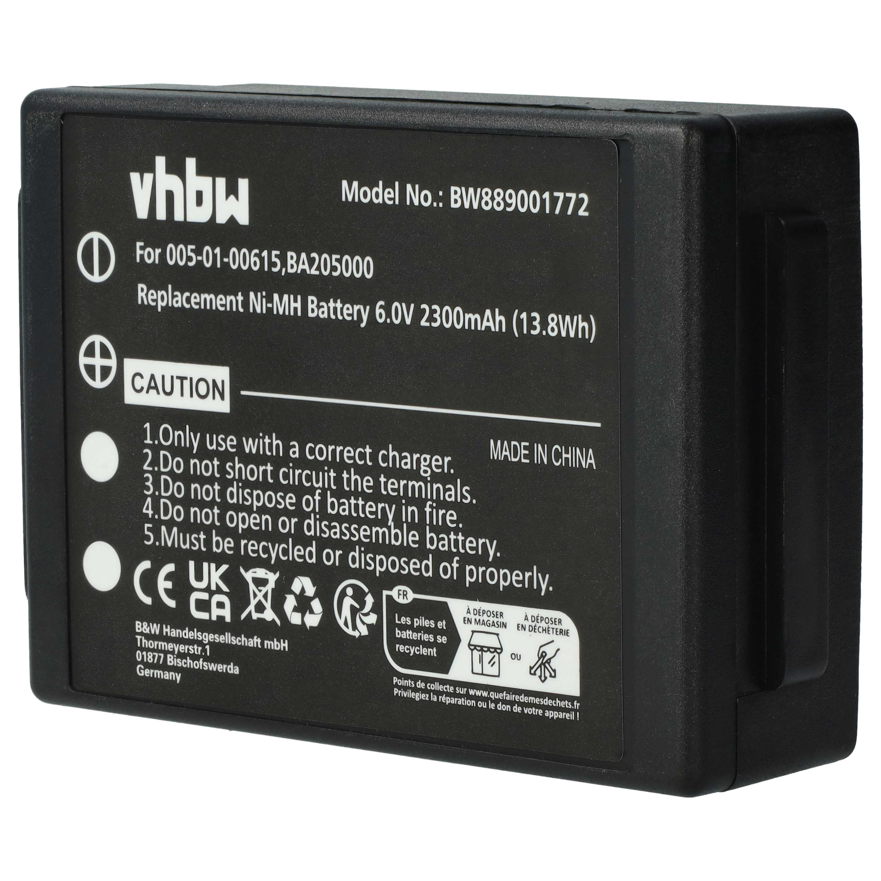 Battery as Replacement for HBC 005-01-00615, BA205000, BA206000, BA205030 Remote Control - 2300 mAh 6 V NiMH