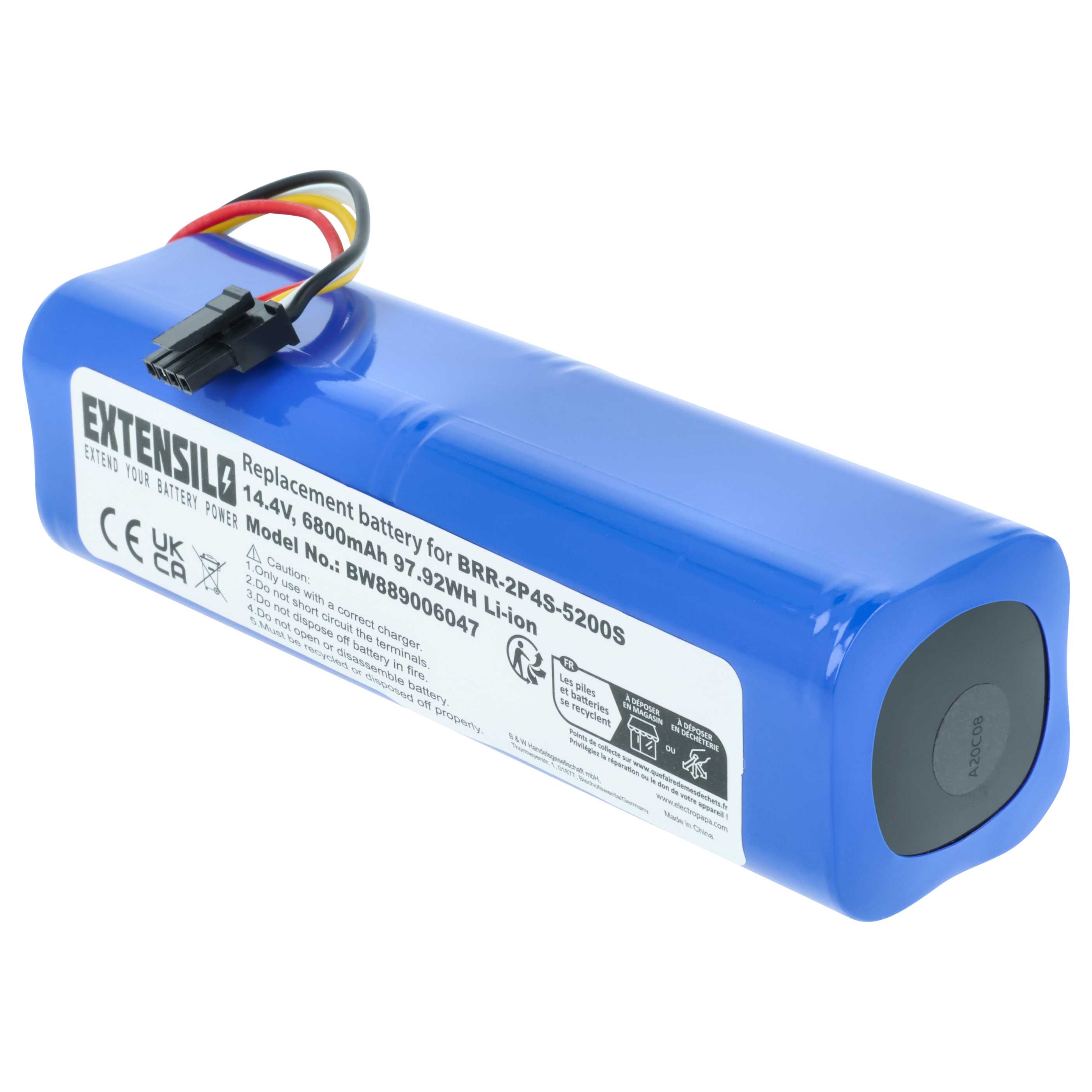 Batterie remplace Xiaomi BRR-2P4S-5200S, P2008-4S2P-MMBK pour aspirateur Dreame - 6,8Ah 14,4V Li-ion