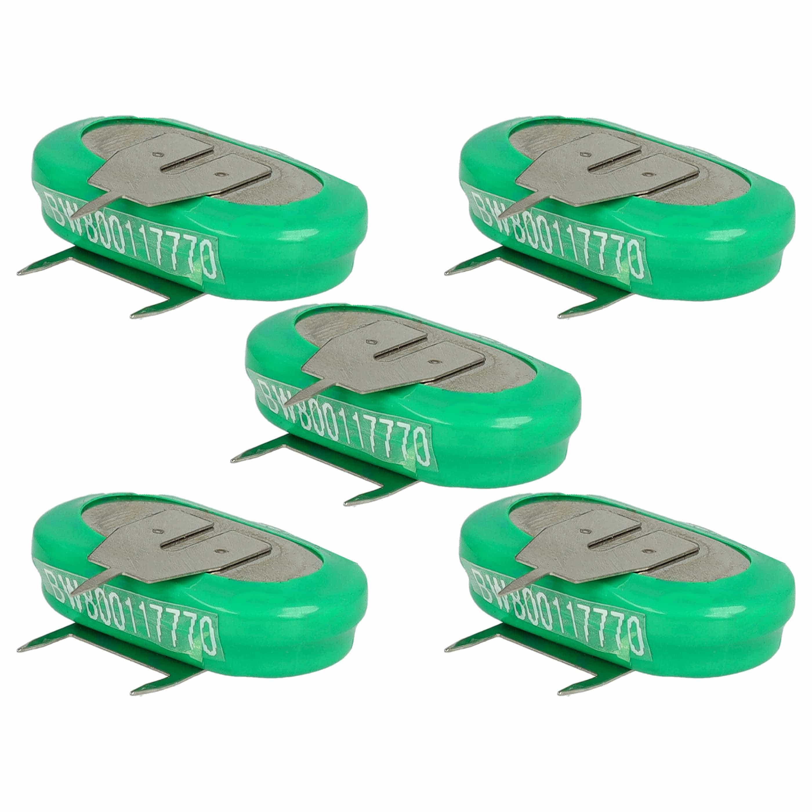 5x Button Cell Battery Type 1/V150H 3 Pins for Model Building Solar Lamps etc. - 150 mAh 1.2 V NiMH