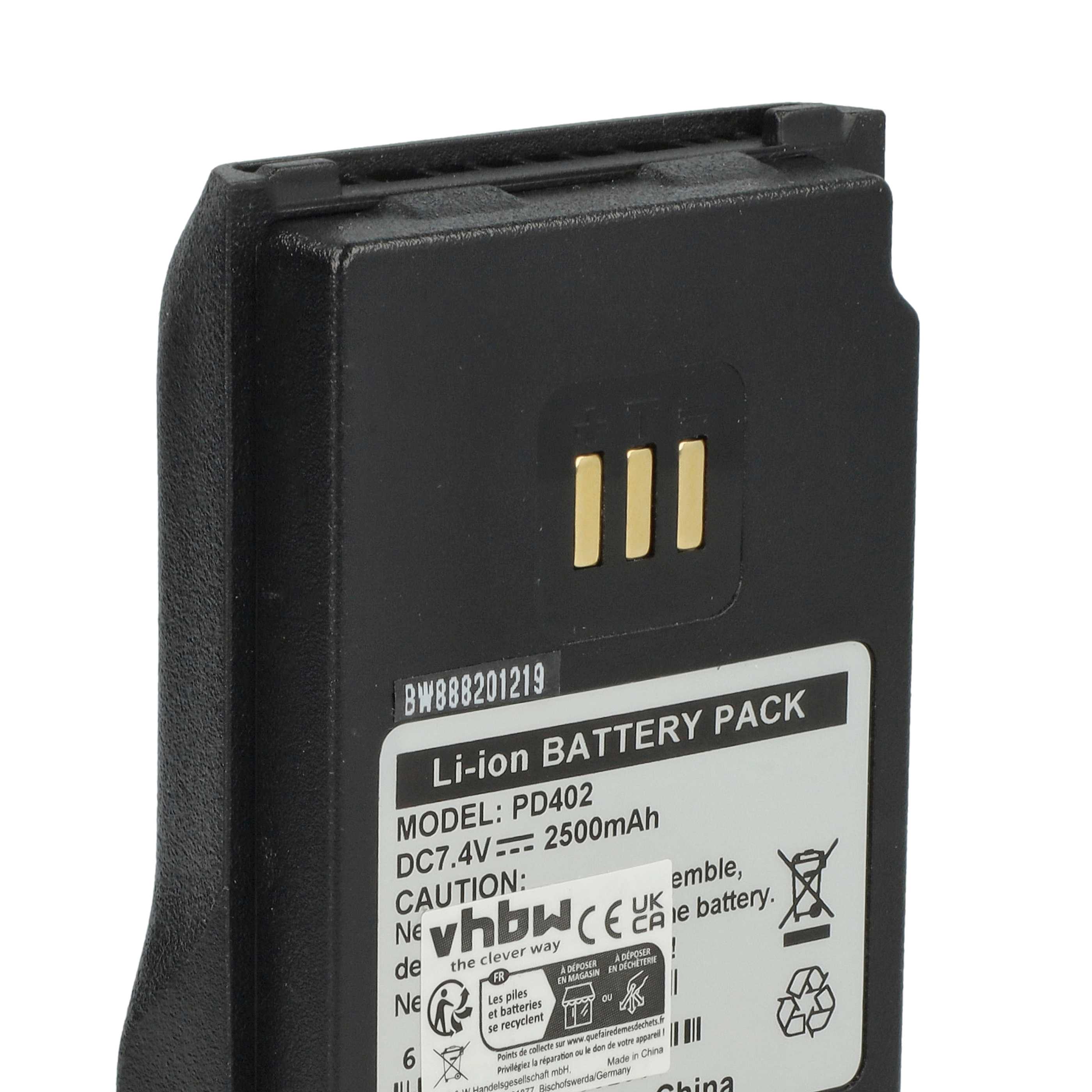 Radio 5x Battery replaces Hytera BL1502, BL2010, BL1504, BL2020-EX, BL2020 - 2500 mAh 7.2 V Li-Ion