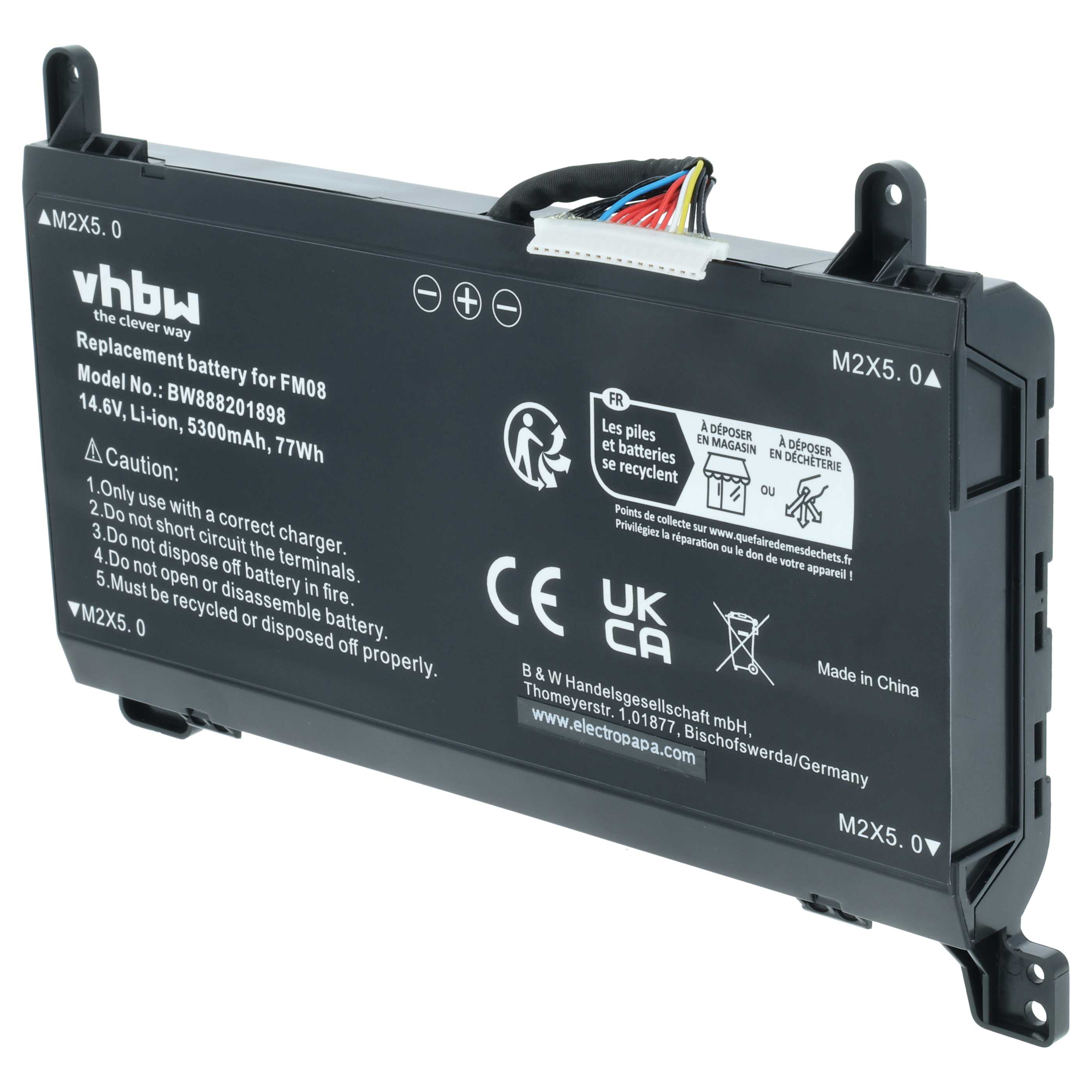 Akumulator do laptopa zamiennik HP 922753-421, 922976-855, FM08, 922752-421 - 5300 mAh 14,6 V Li-Ion, czarny