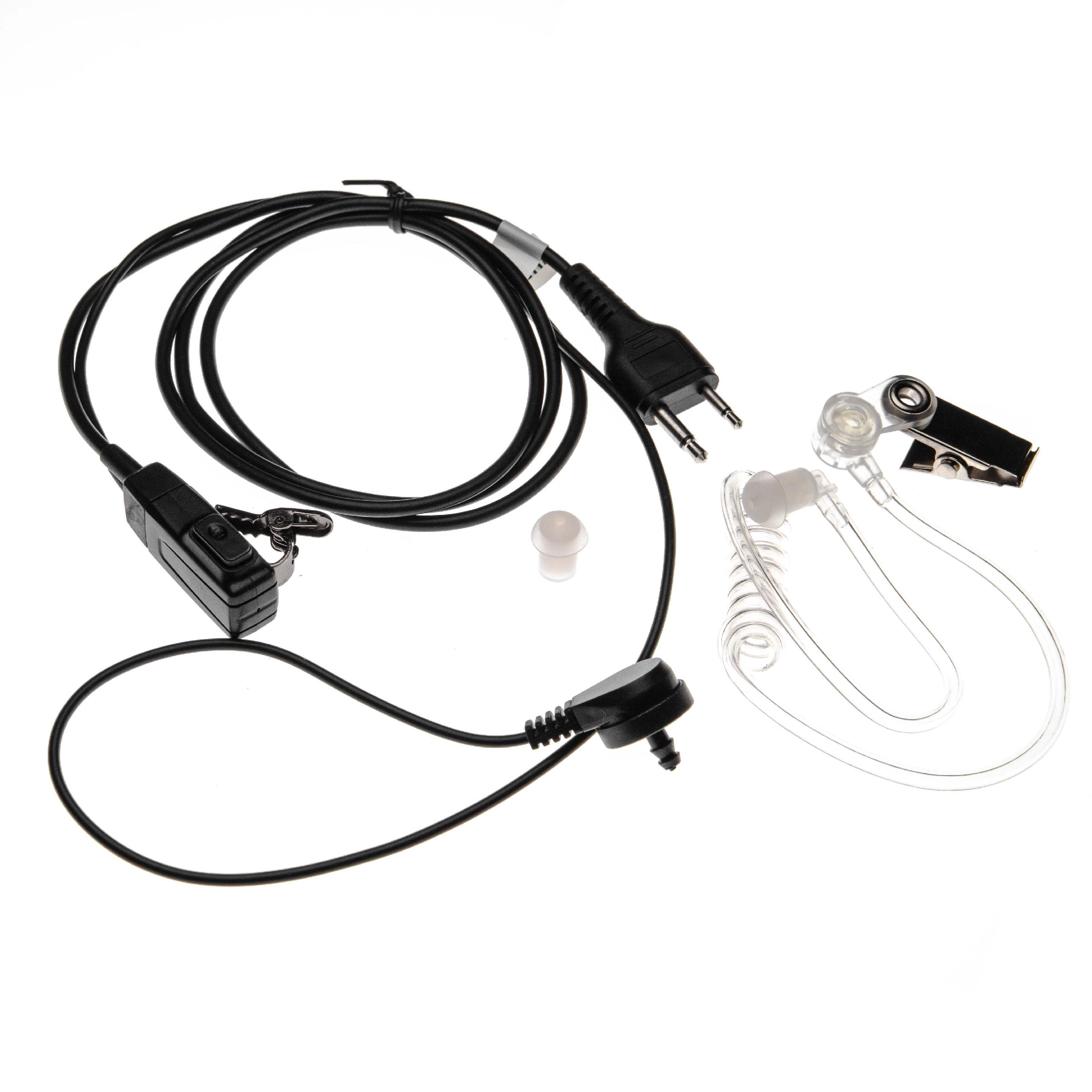 Security Radio Headset suitable for Icom IC-24AT - with PTT Microphone + Clip Mount + phonowire
