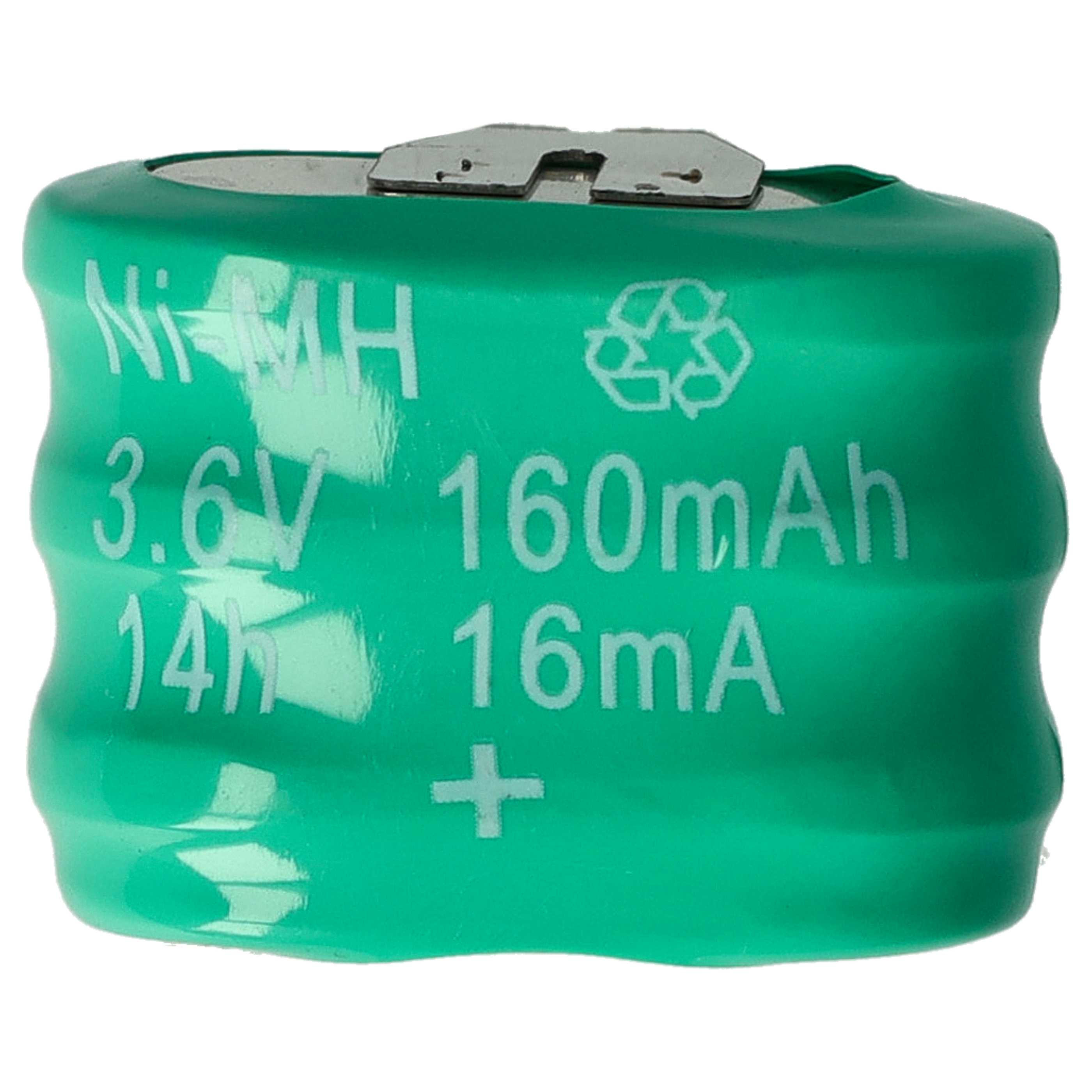 100x Button Cell Battery Type 3/V150H 3 Pins for Model Building Solar Lamps etc. - 150 mAh 3.6 V NiMH