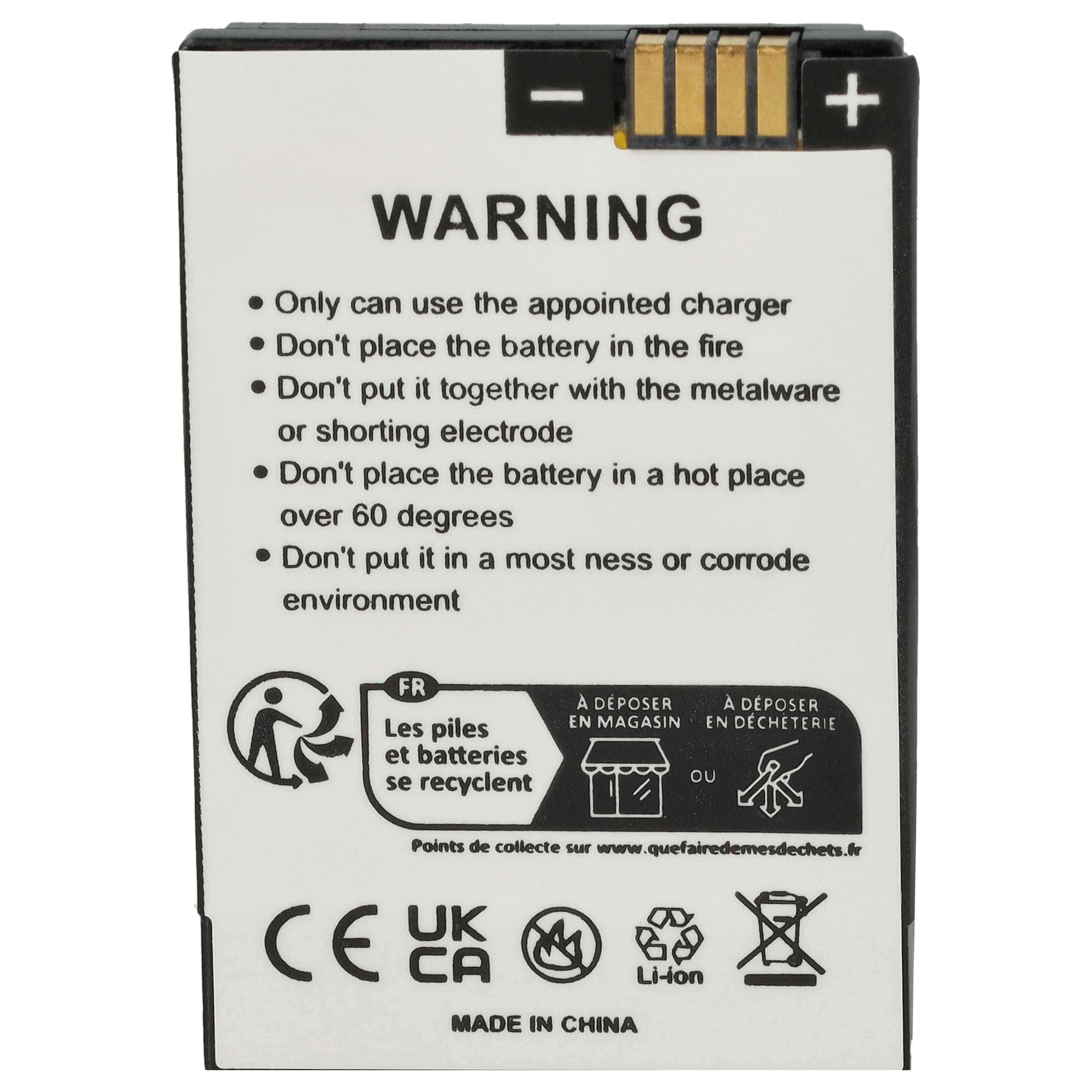 Akku als Ersatz für Motorola BA250, BQ50, CFNN1039, BT50, 77751, 77863, CFNN1037 - 700mAh 3,7V Li-Ion