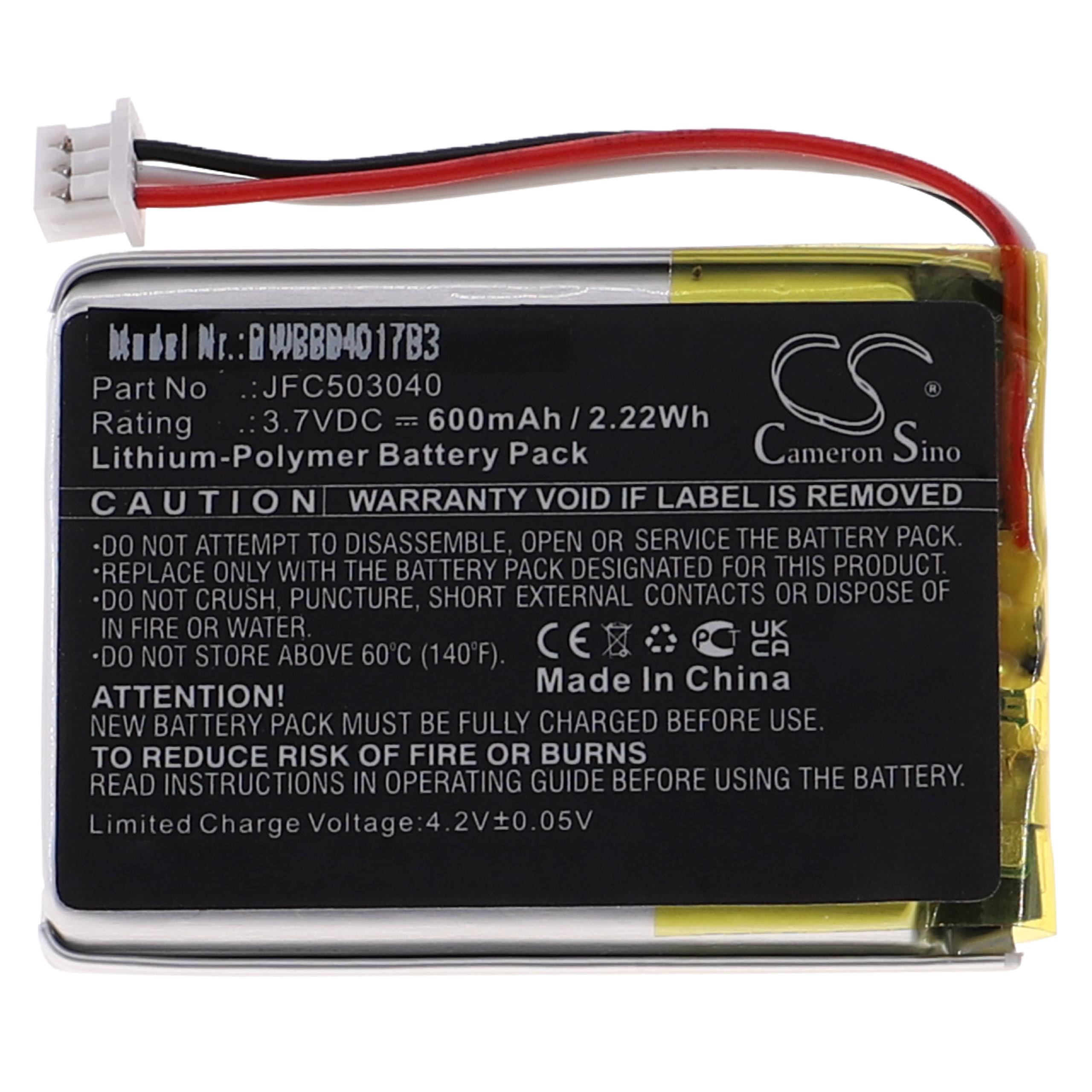 Remote Control Battery Replacement for Viper JFC503040 - 600mAh 3.7V Li-polymer