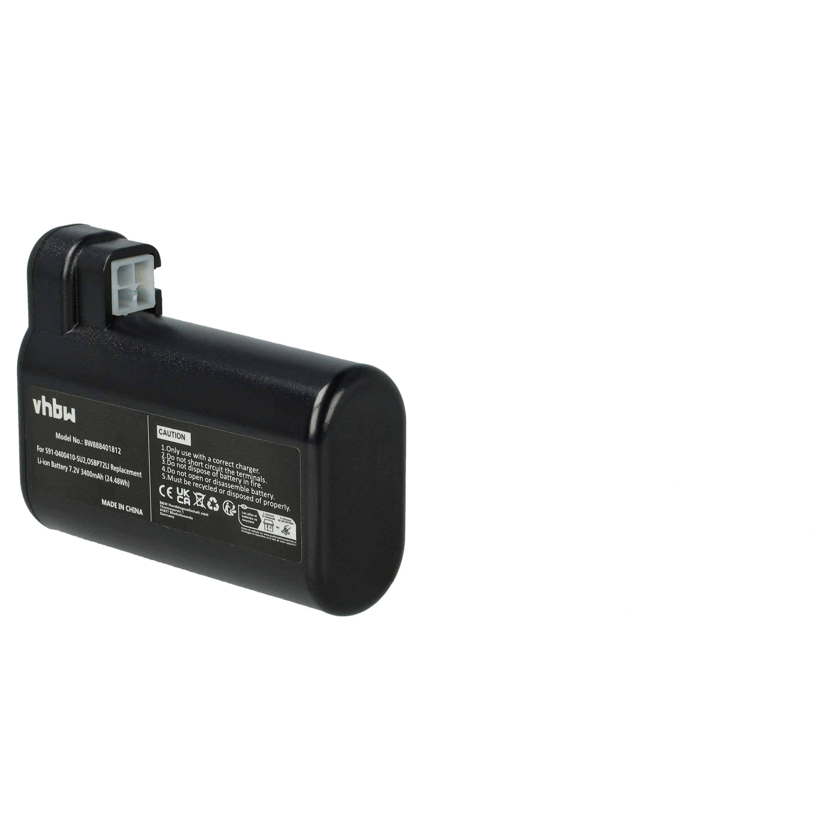 Akku als Ersatz für AEG S91-0400410-SU2, OSBP72LI für Electrolux - 3400mAh 7,2V Li-Ion, schwarz