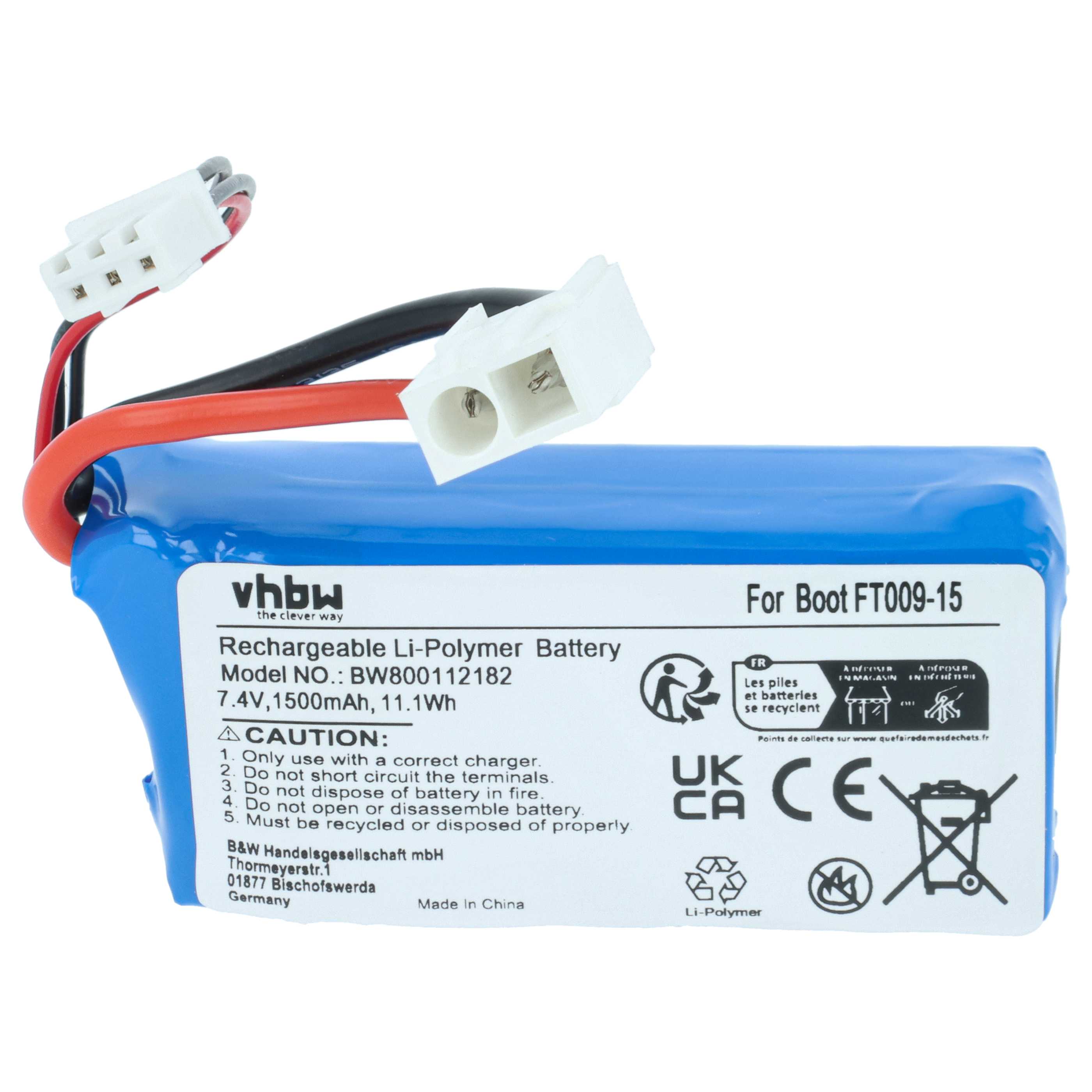 Model Making Device Battery Replacement for Revell 44140 - 1500 mAh 7.4 V Li-polymer, Mini JST-Plug