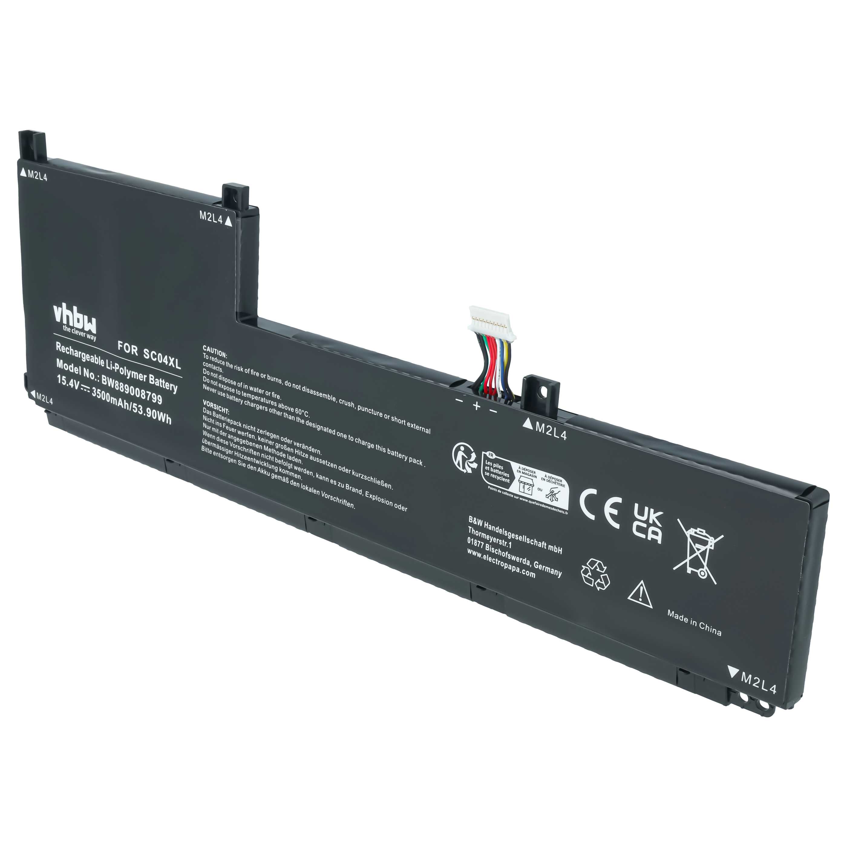 Notebook Battery replaces HP SC04XL, SC04063XL, M08254-1C1, HSTNN-IB9R - 3500 mAh 15.4 V Li-polymer