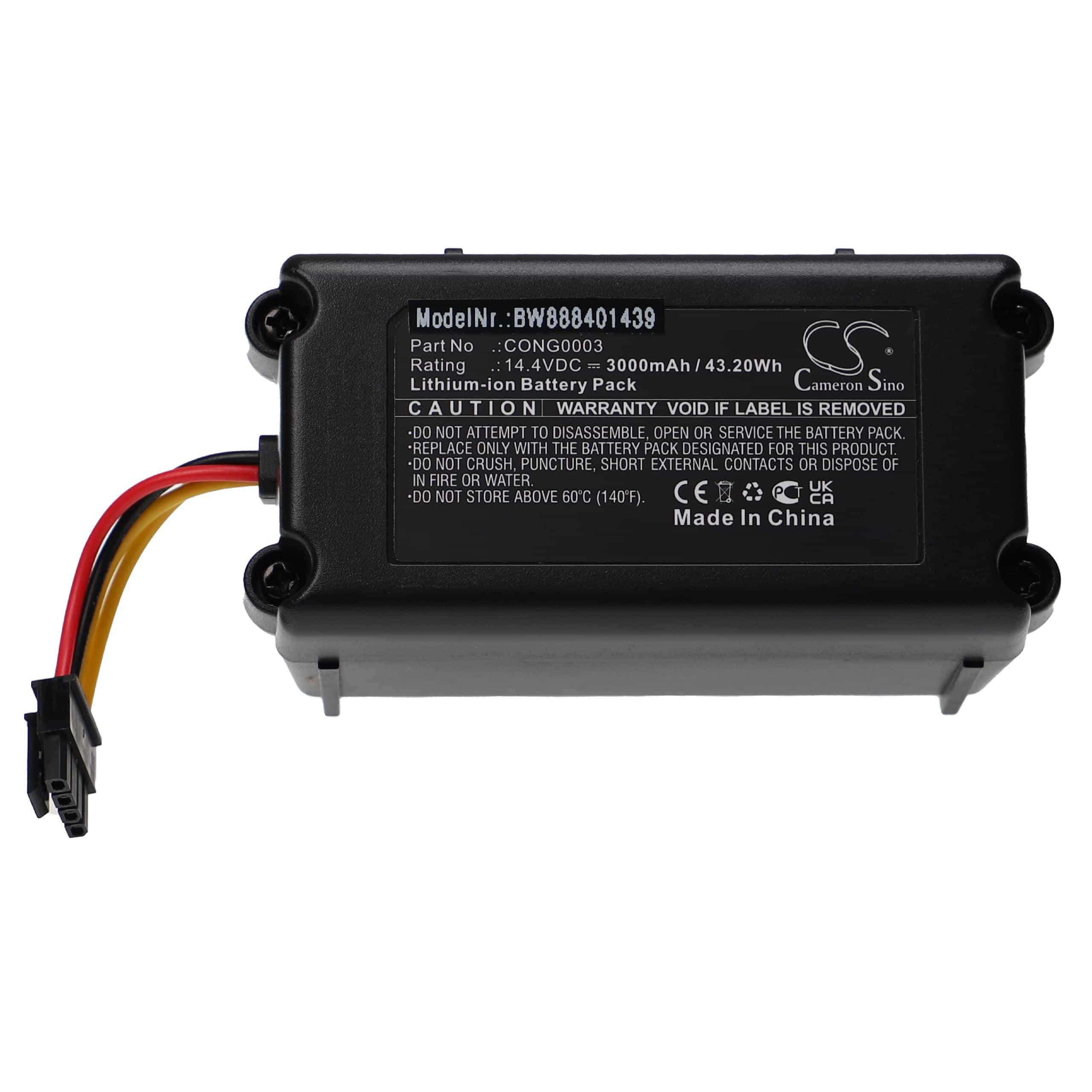 Batterie remplace Bagotte BONA18650-MF1 pour robot aspirateur - 3000mAh 14,4V Li-ion