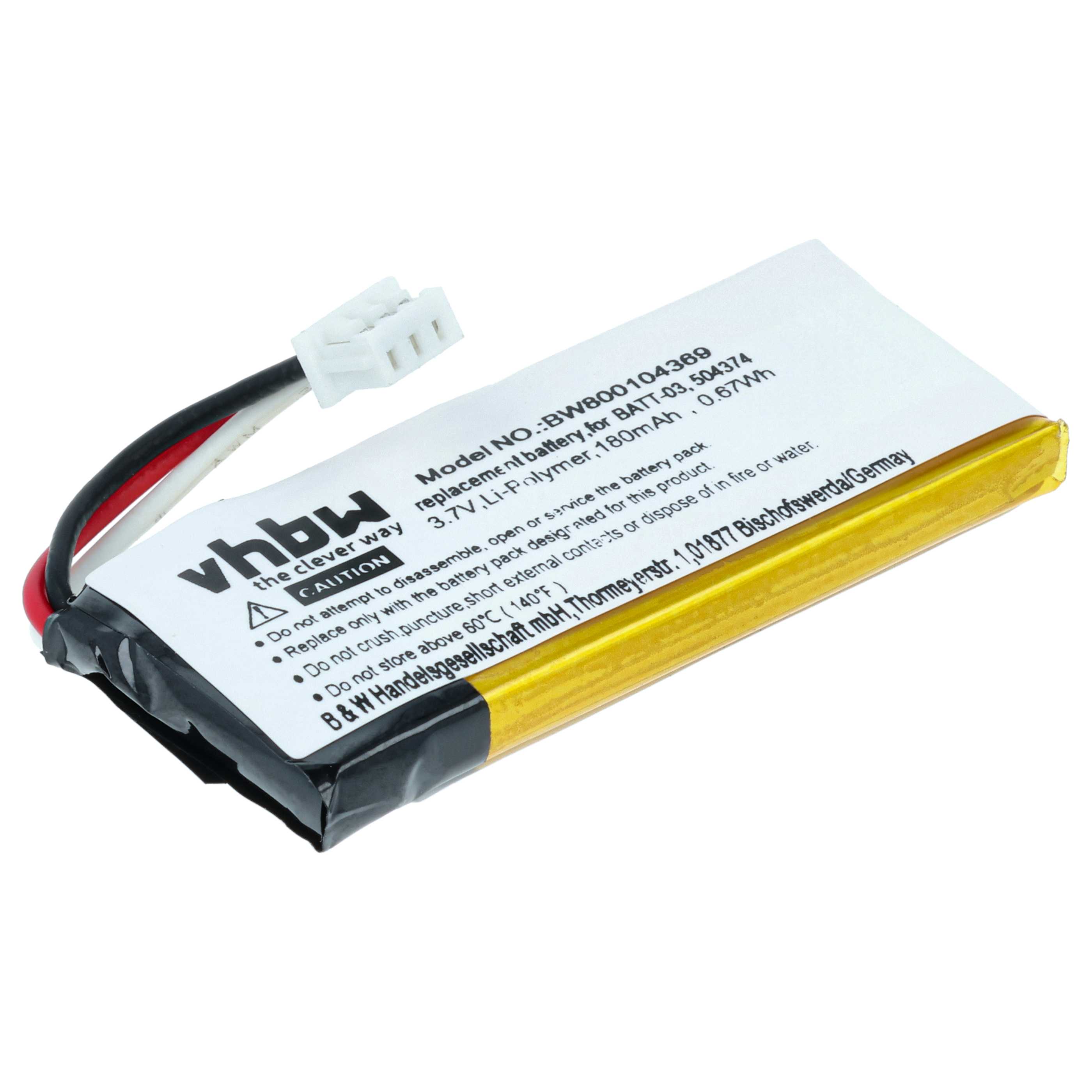 Wireless Headset Battery Replacement for Sennheiser 504374, BATT-03 - 180 mAh 3.7 V Li-Ion
