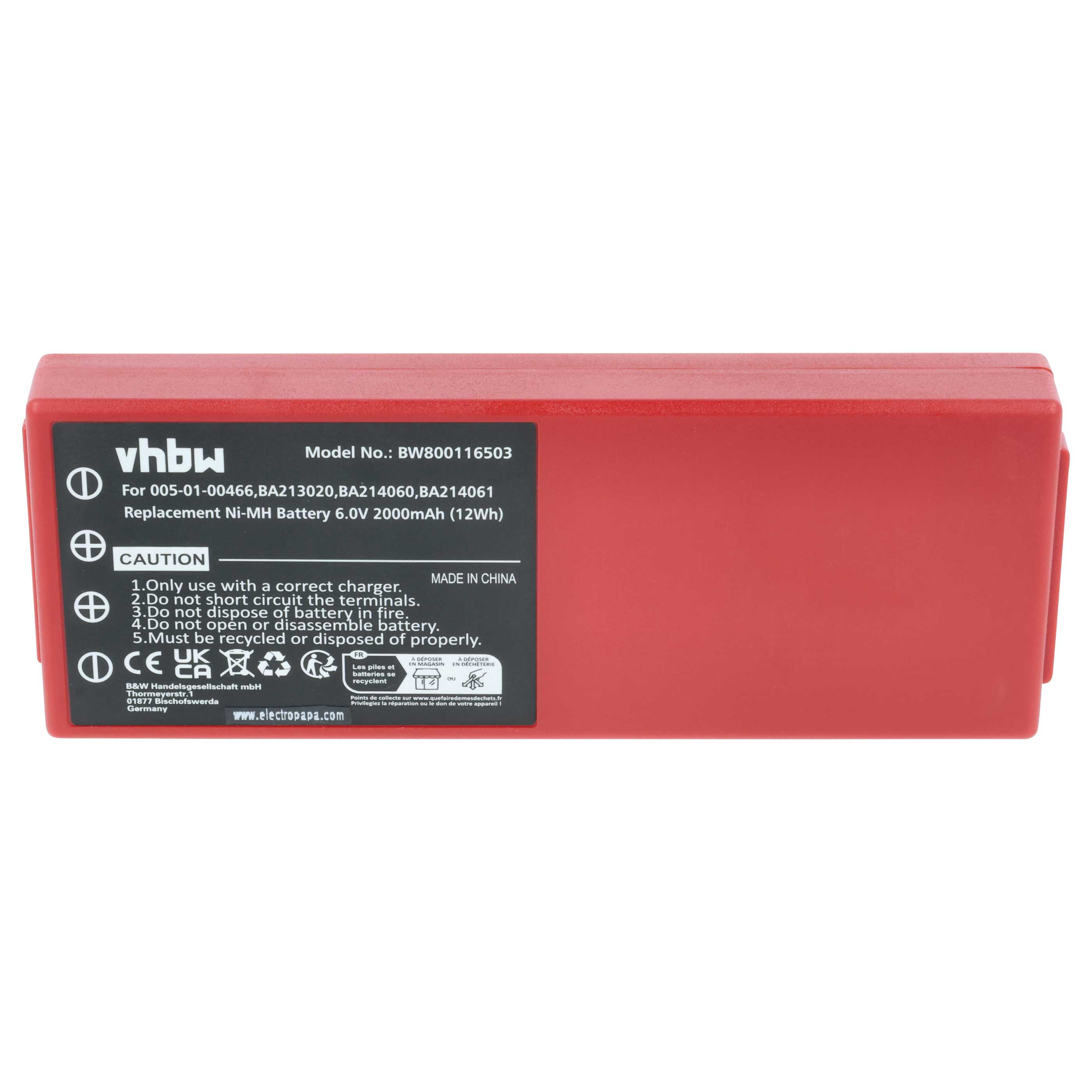 Batería reemplaza HBC 005-01-00466, BA210040 (FuB 10AA), BA213020, BA210 sistema control - 2000mAh 6V NiMH