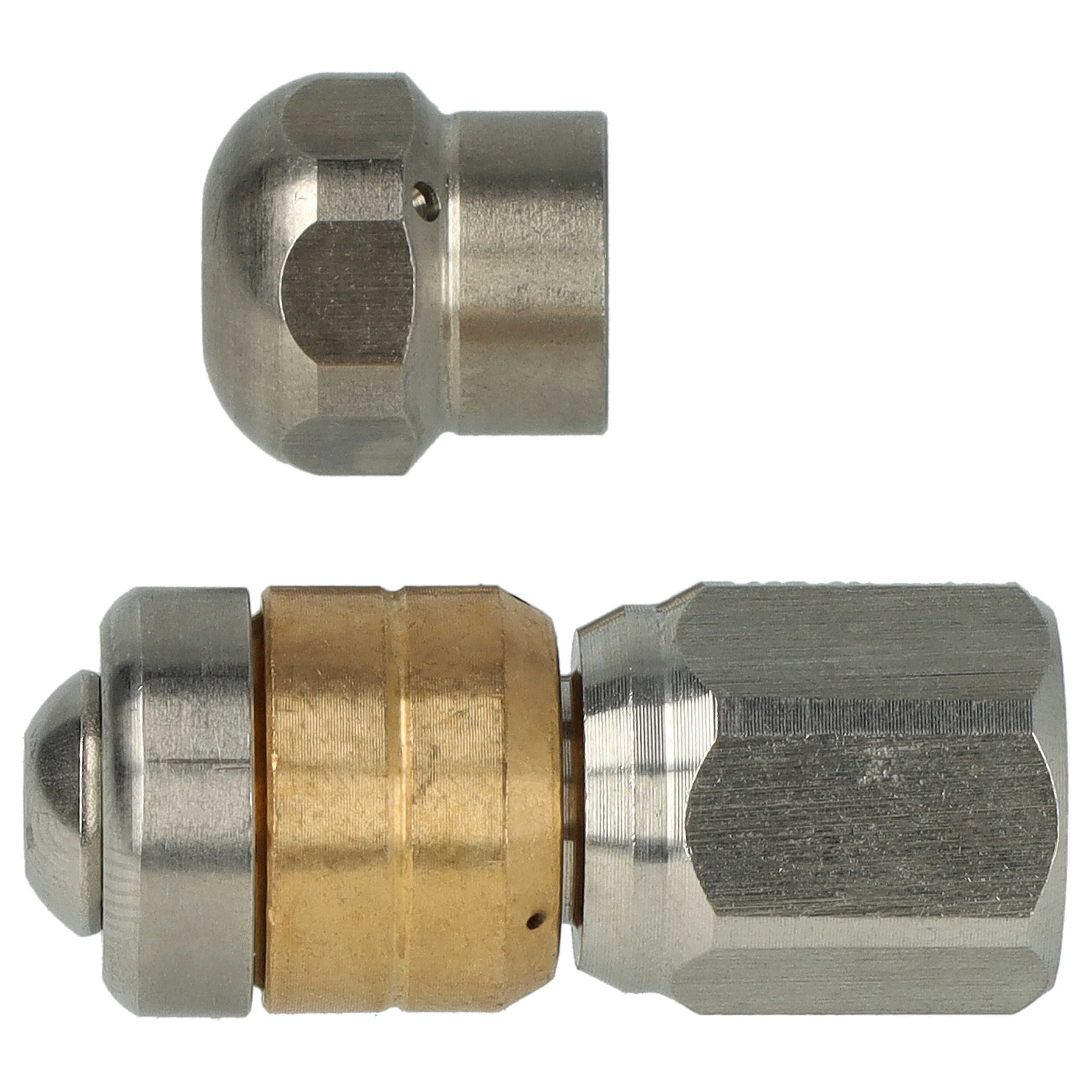 2x Pipe Cleaning Nozzles as Replacement for Kränzle KNF045 - Stainless Steel, Fixed + Rotatable