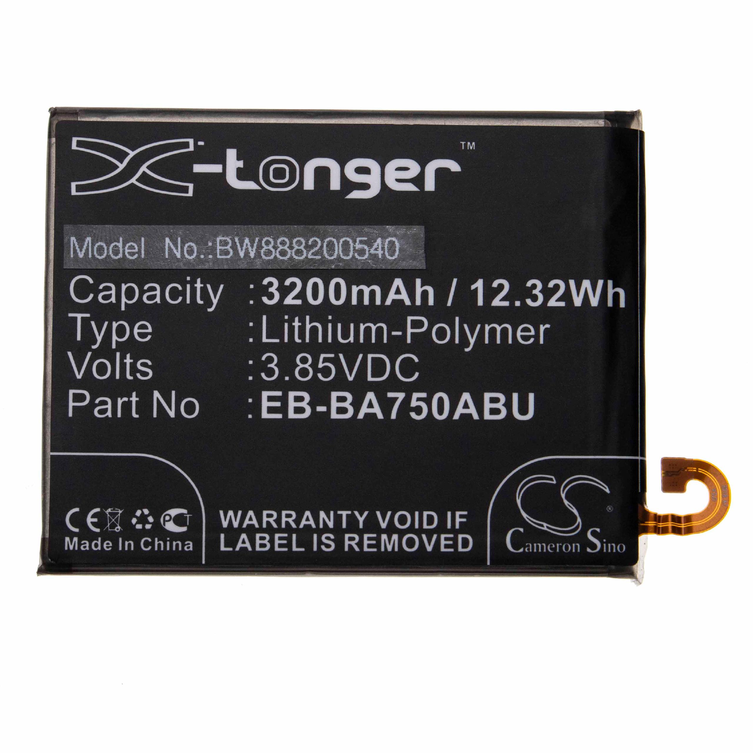 Batteria sostituisce Samsung EB-BA750ABU, GH82-18027A per cellulare Samsung - 3200mAh 3,85V Li-Poly