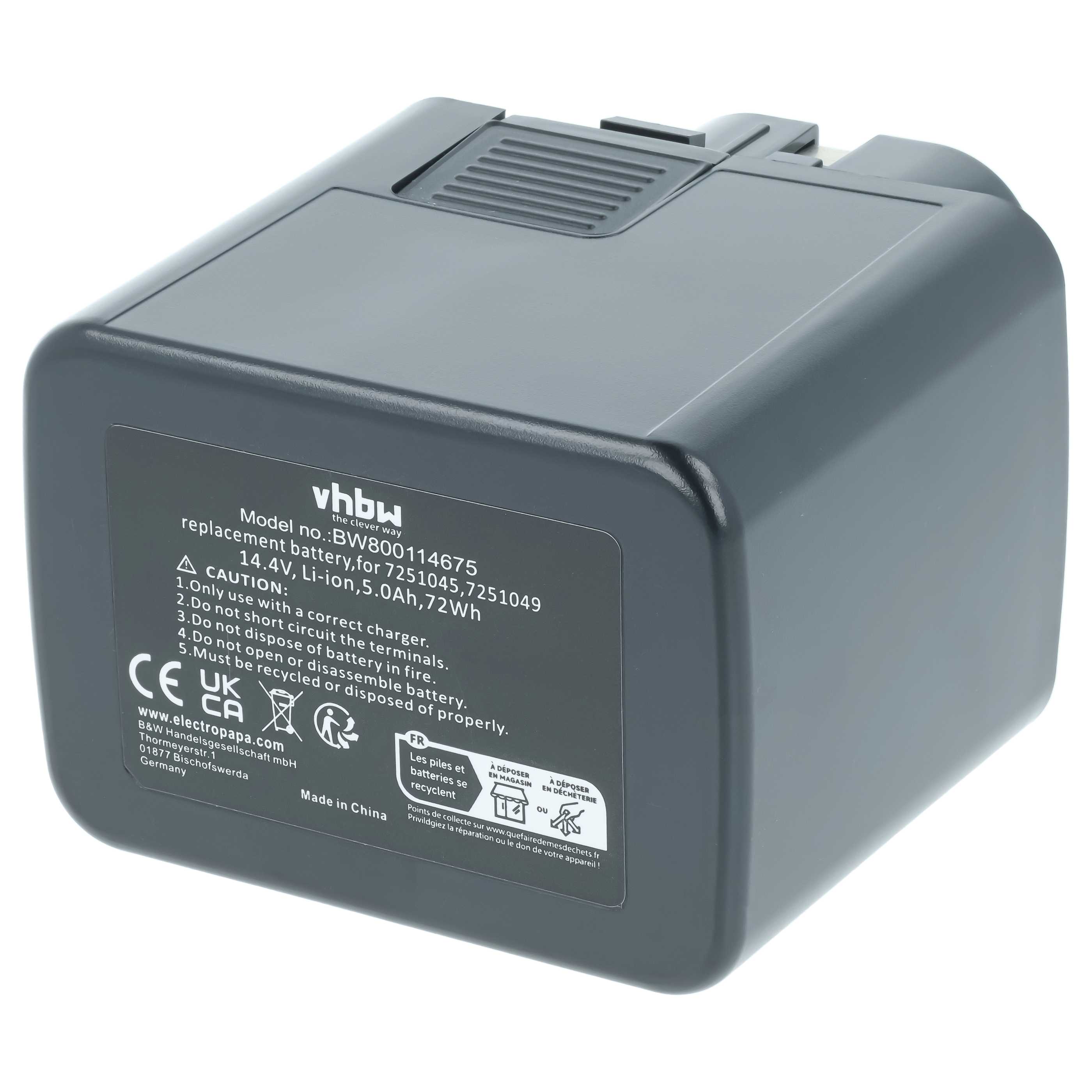 Battery replaces Gesipa 7251045, 7251049 Blind Rivet Gun - 5000 mAh, 14.4 V, Li-Ion
