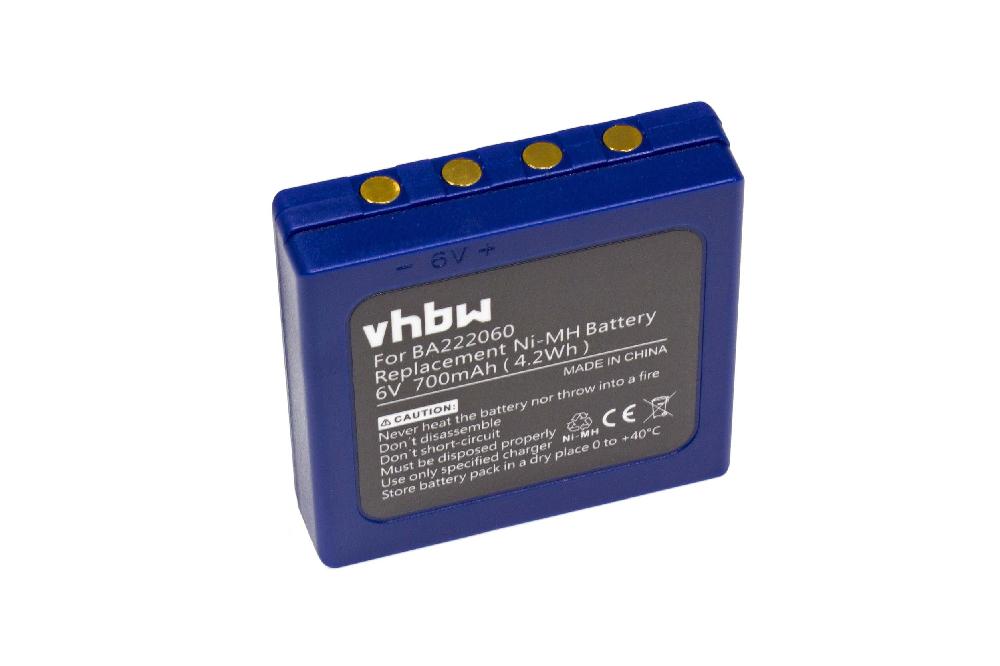 Batería reemplaza HBC BA222060, BA203060, AF-FUB03M para radio, walkie-talkie Hetronic - 700 mAh 6 V NiMH