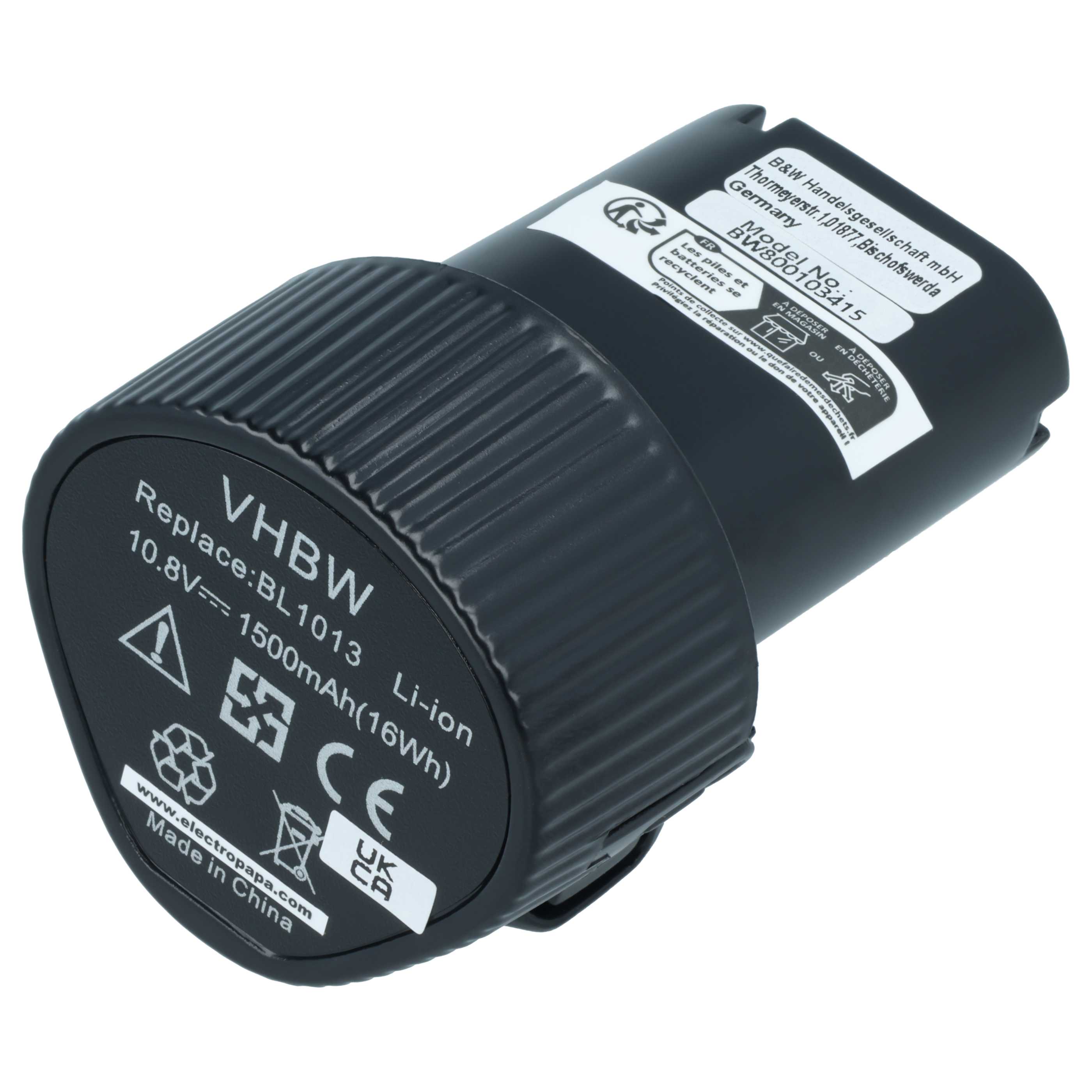 Batteria sostituisce Makita 194550-6, BL101, 194551-4, 194588-1, 195332-9 per attrezzo - 1,5Ah 10,8V Li-Ion