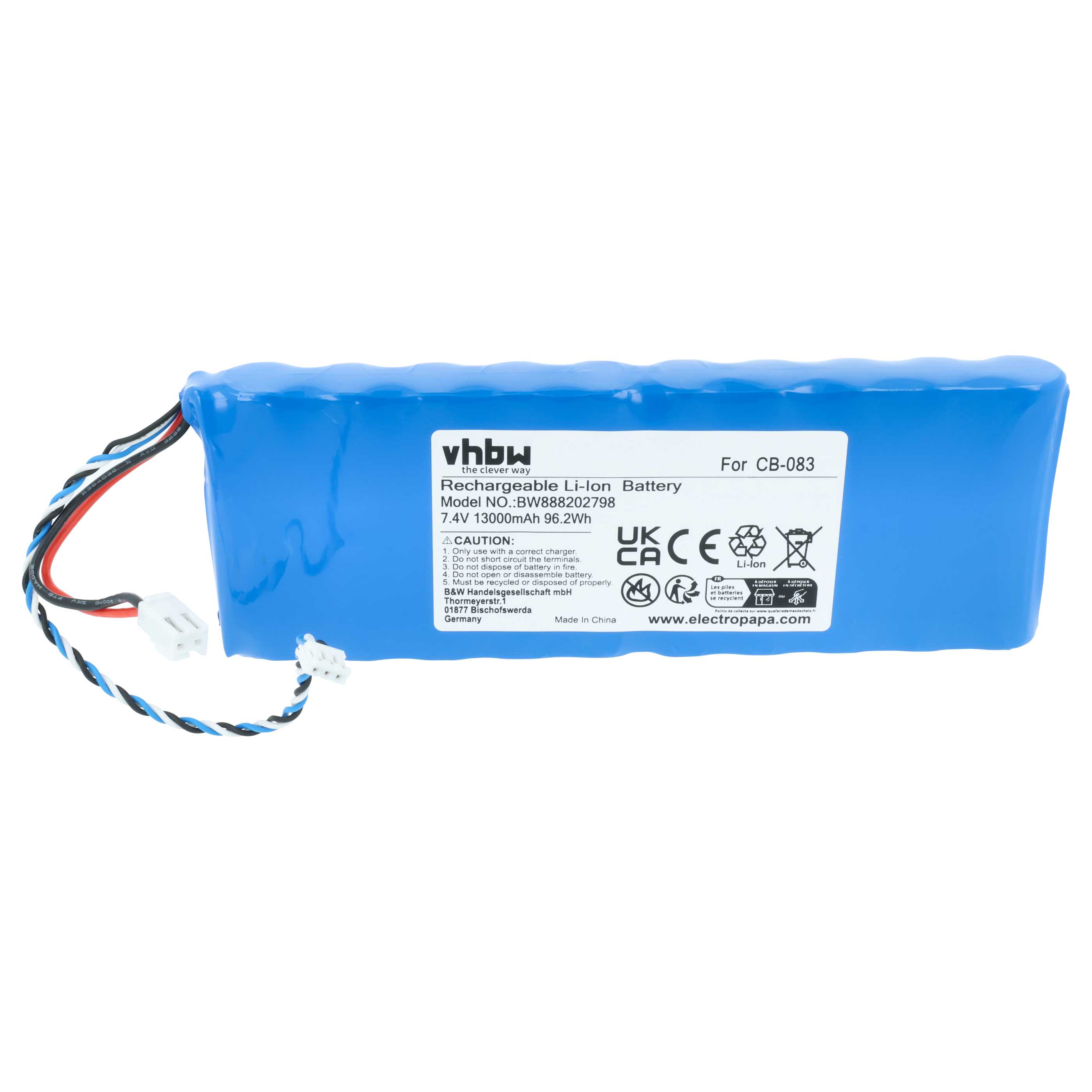 Batería reemplaza Promax CB-083 para dispositivo medición (13000 mAh, 7,4 V, Li-Ion)