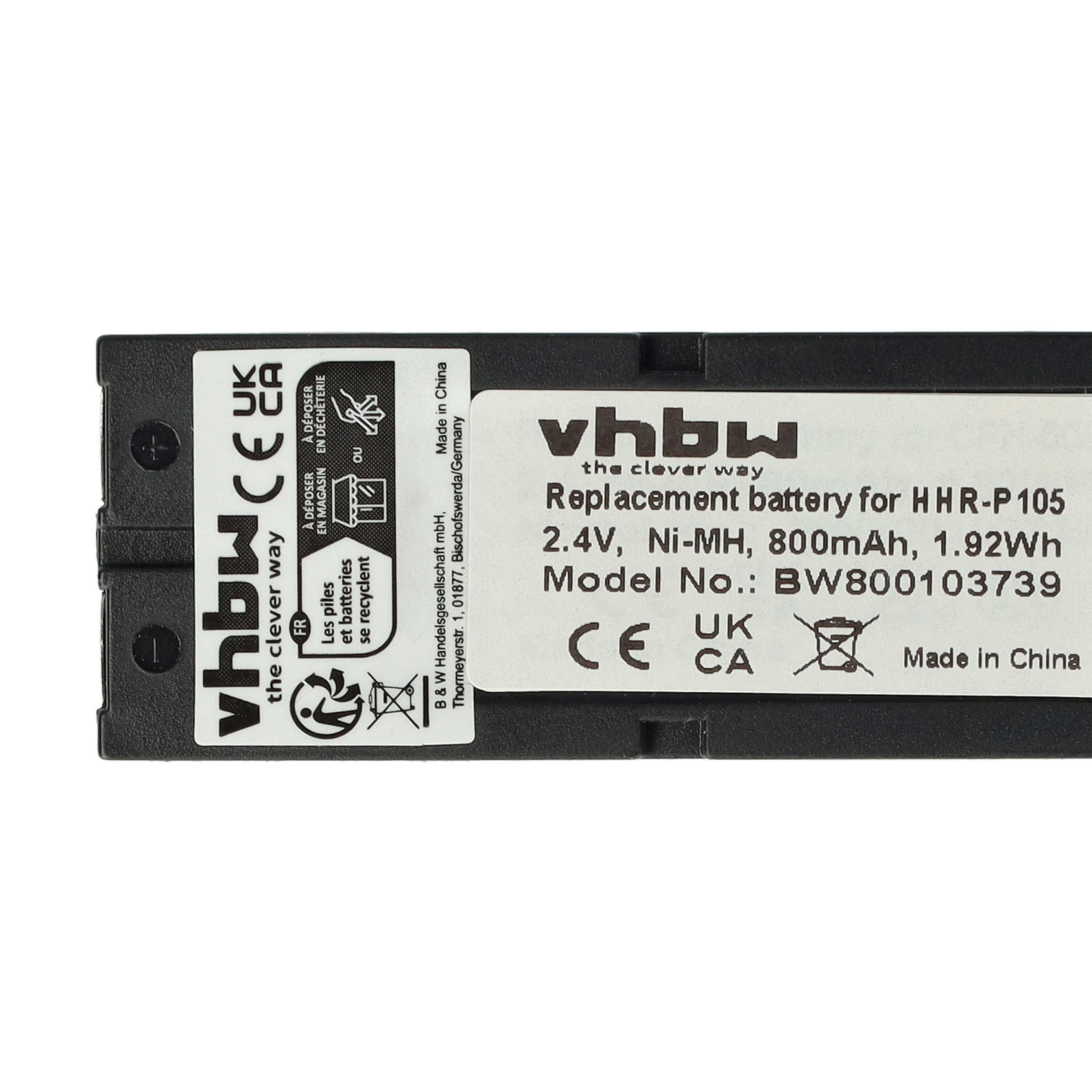 3x Batteries remplace 86420, BT-1009, HHR-P105, CPH-508, BBTG0658001 pour téléphone Philips - 800mAh 2,4V NiMH