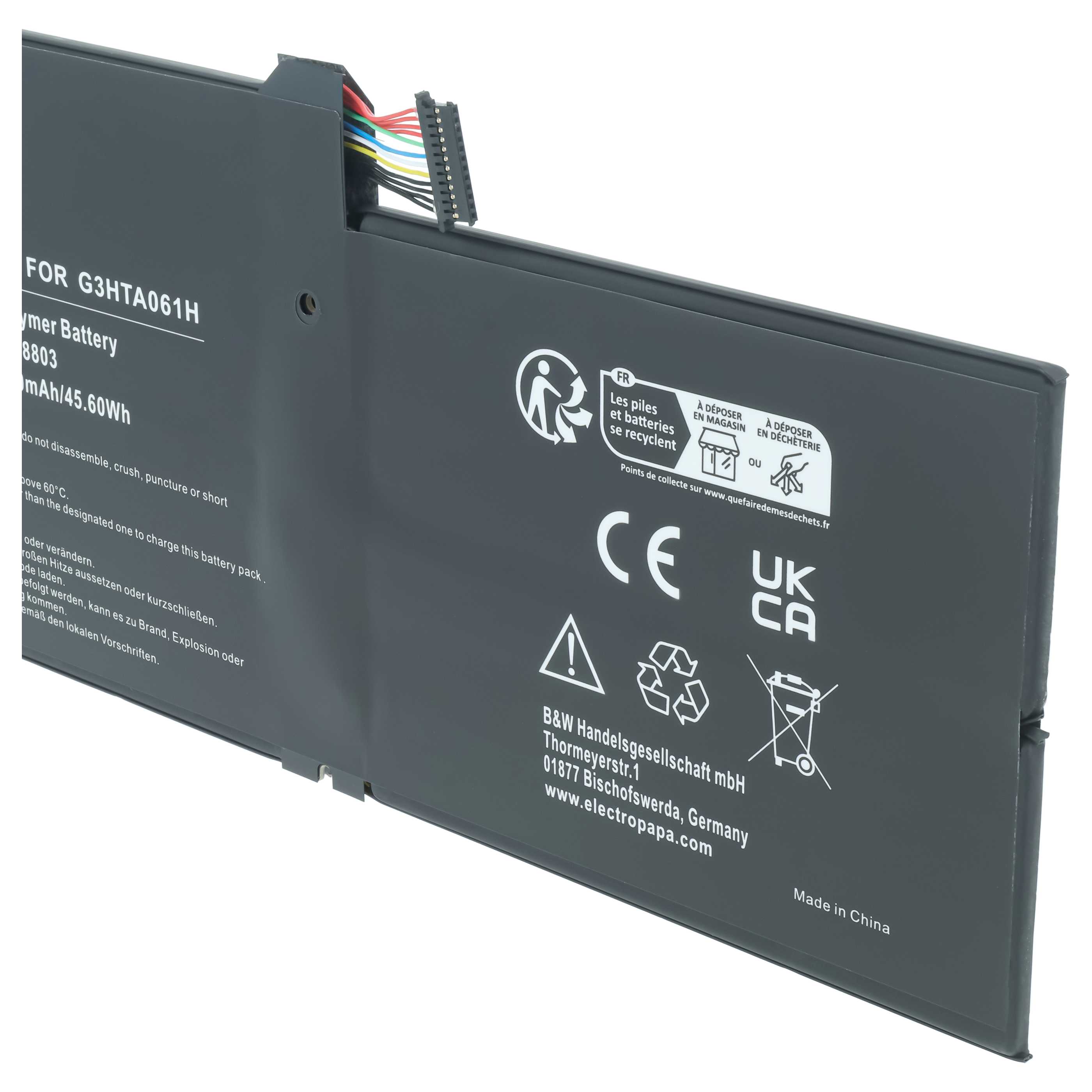 Batterie remplace Microsoft G3HTA061H pour ordinateur portable Microsoft- 6000mAh 7,6V Li-polymère