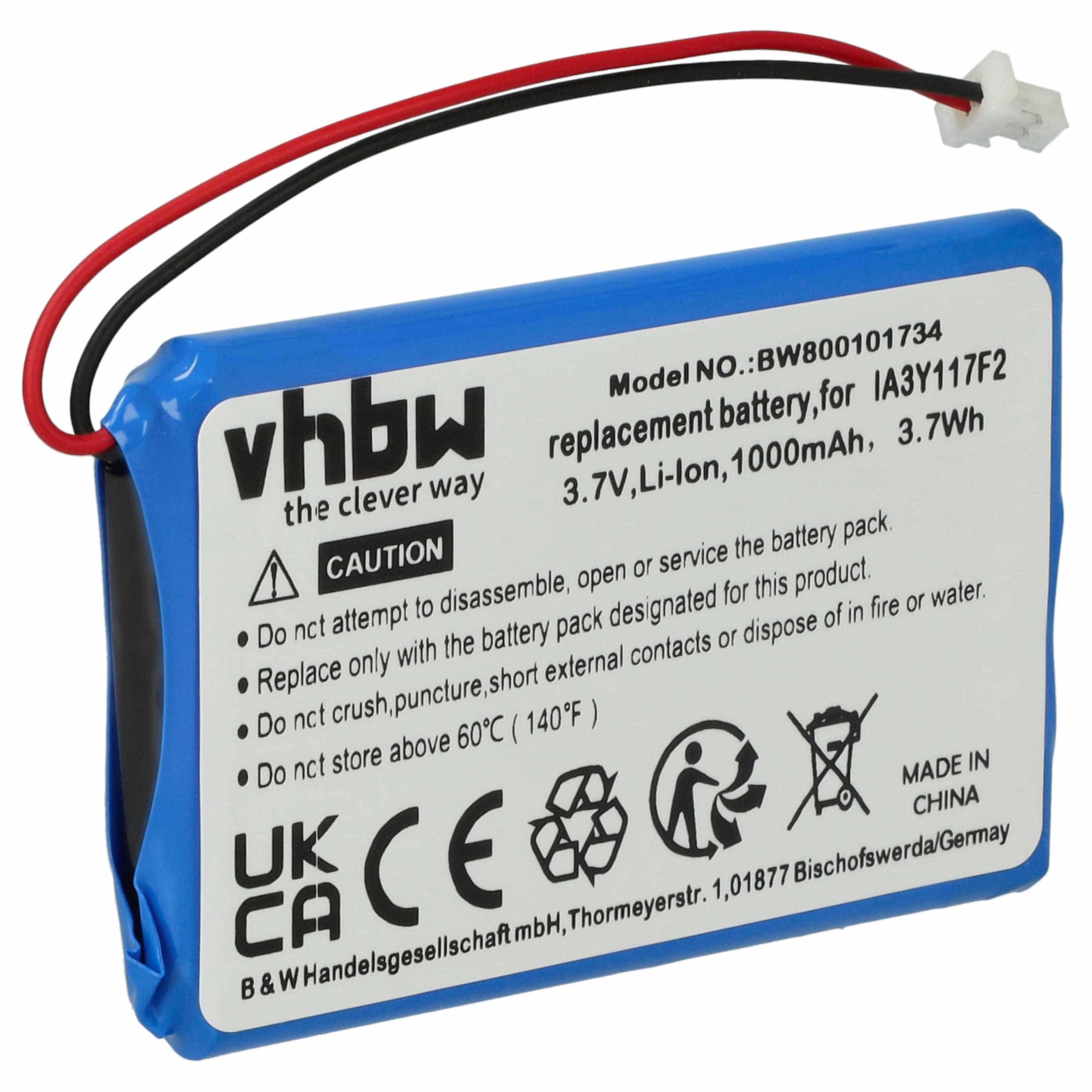 Akumulator do nawigacji GPS zamiennik IA3Y117F2 - 1000 mAh 3,7 V Li-Ion