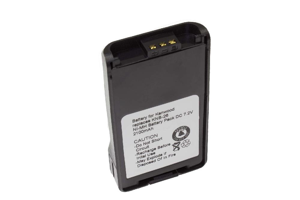 Batterie remplace Kenwood KNB-24L, KNB-24LX, KNB-24, KNB-24Li pour radio talkie-walkie - 2100mAh 7,2V NiMH