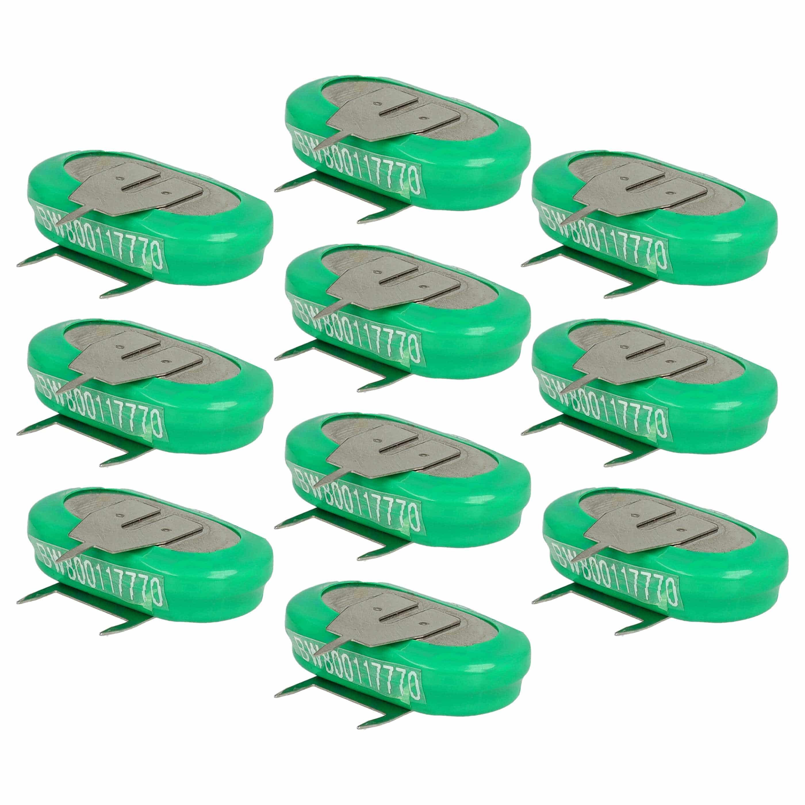 10x Button Cell Battery Type 1/V150H 3 Pins for Model Building Solar Lamps etc. - 150 mAh 1.2 V NiMH