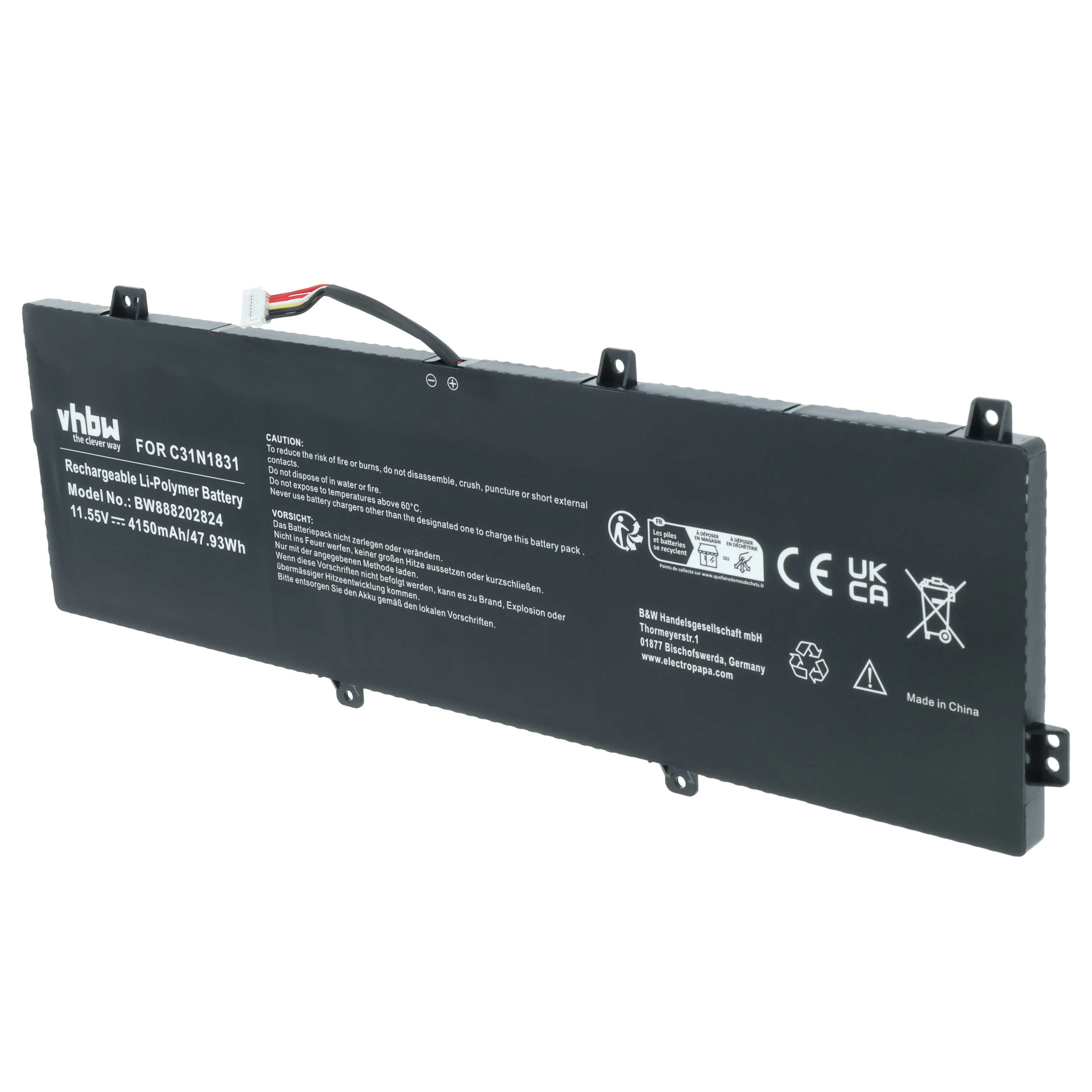 Akumulator do laptopa zamiennik Asus C31N1831, 0B200-03630000, 0B200-03330200 - 4150 mAh 11,55 V LiPo