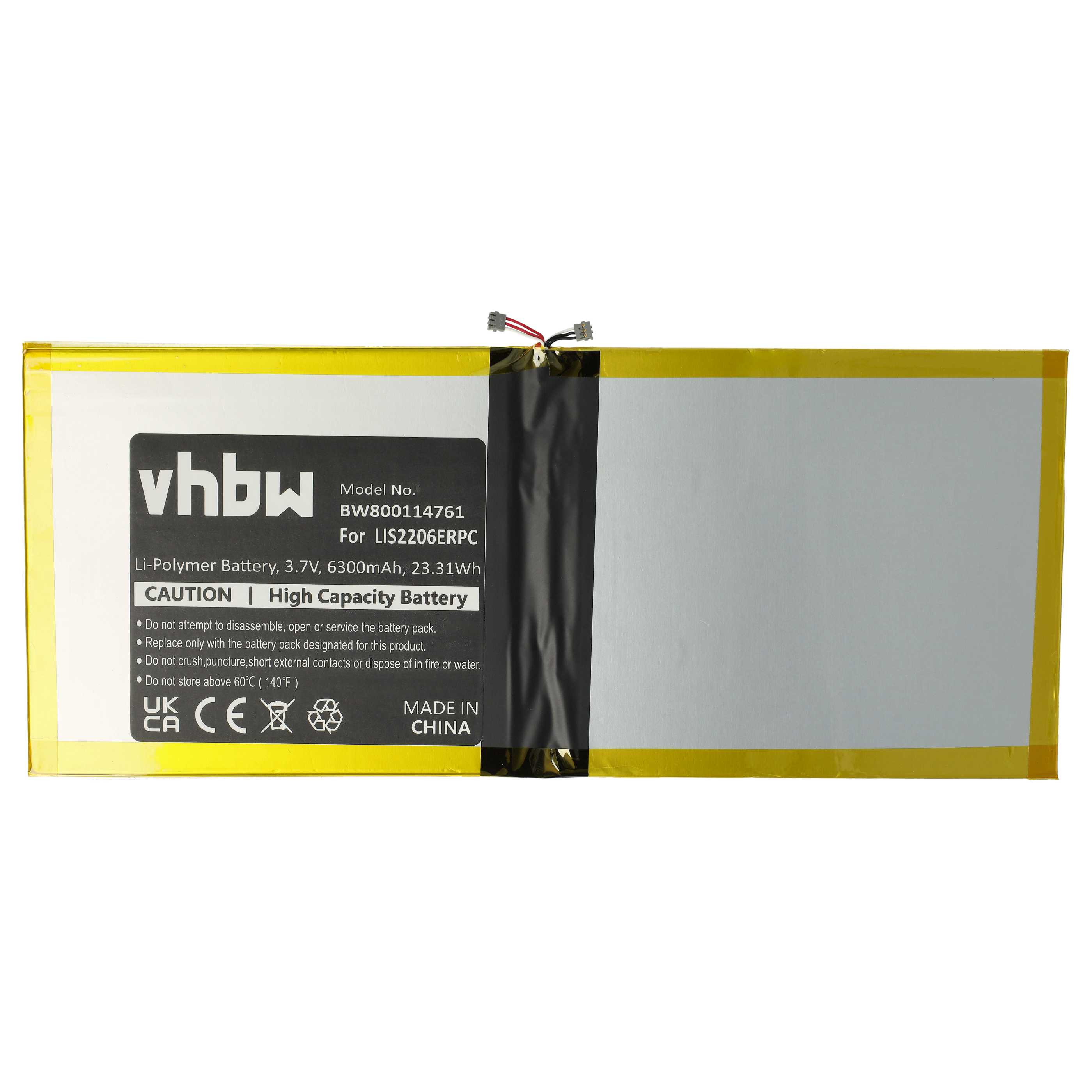 Tablet Battery Replacement for Sony LIS2206ERPC, 1277-3631.1B, 1ICP3/102/112-2 - 6000 mAh 3.8 V Li-polymer