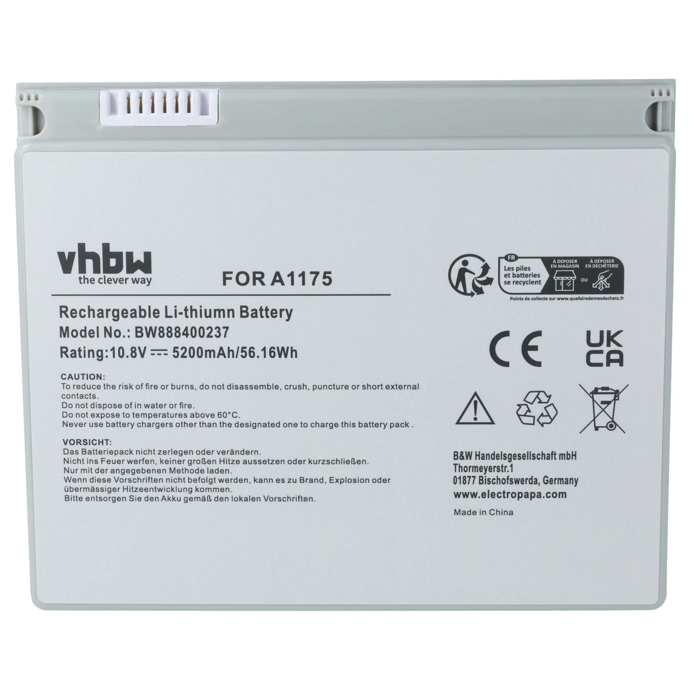 Akumulator do laptopa zamiennik Apple A1405, A1148, A1175, A1150, M9325, M9756, A1121 - 5200 mAh 10,8 V LiPo